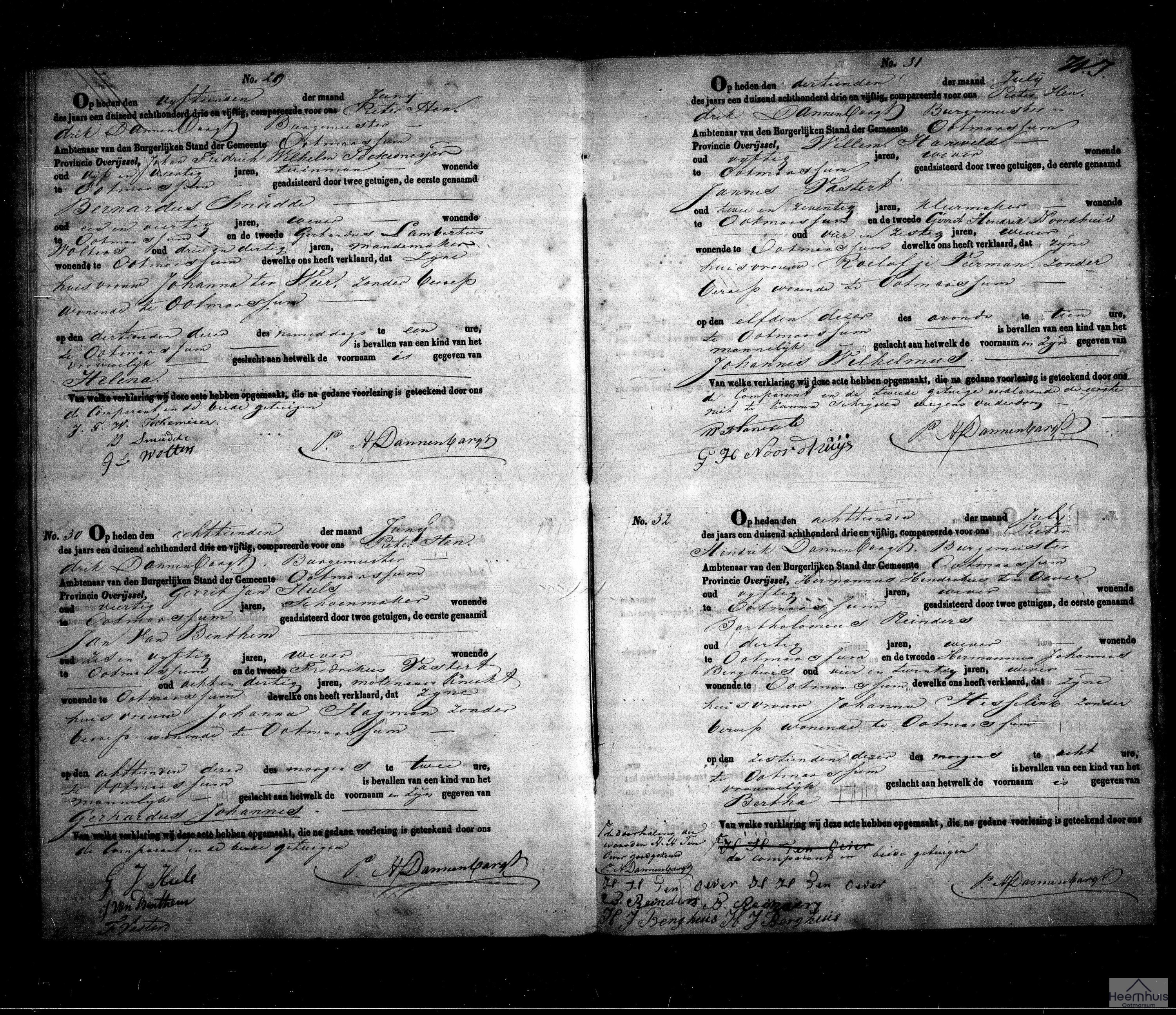 Geboorteakte van Johannes Wilhelmus Haneveld