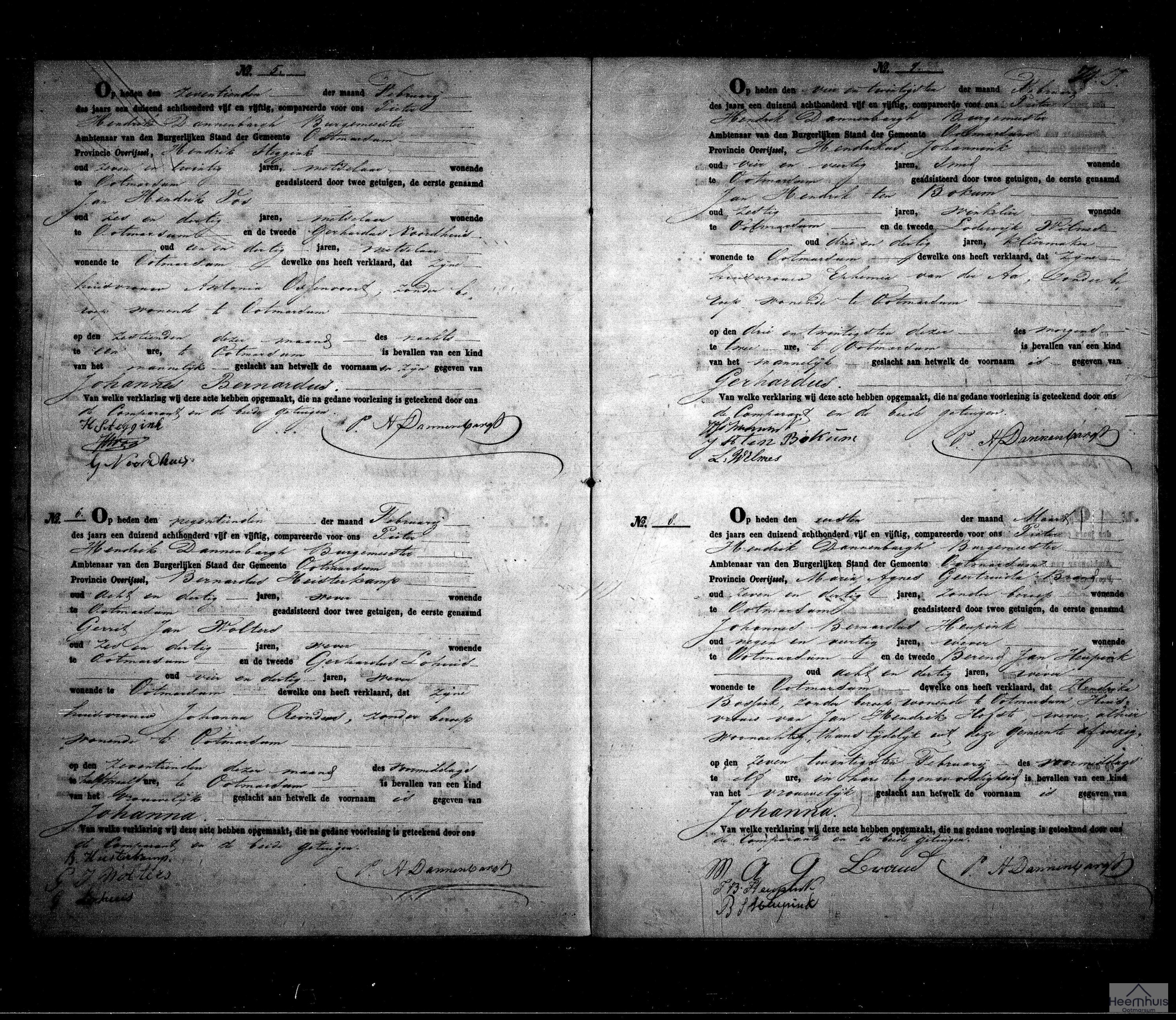 Geboorteakte van Johannes Bernardus Steggink