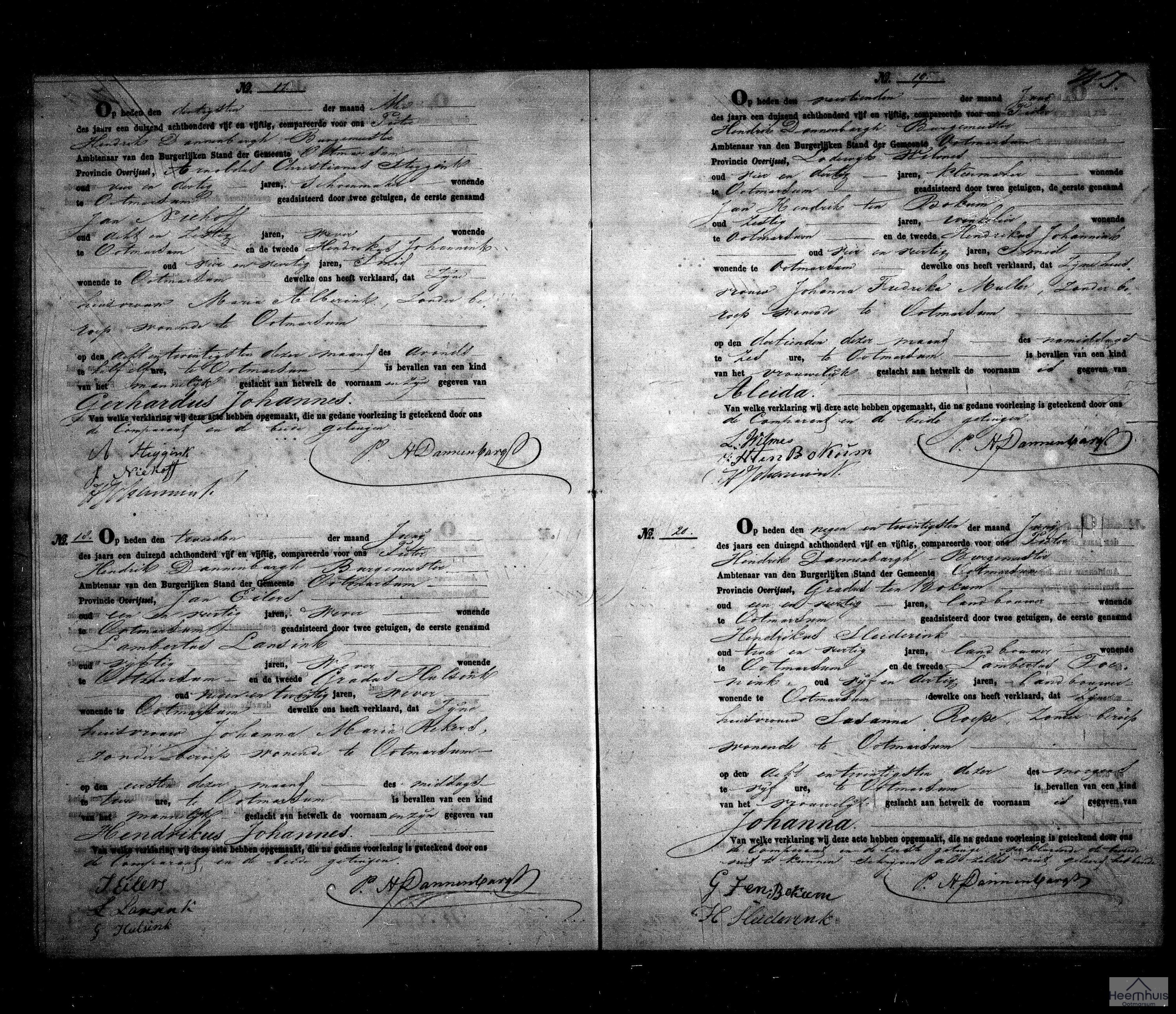 Geboorteakte van Johanna ten Bokum