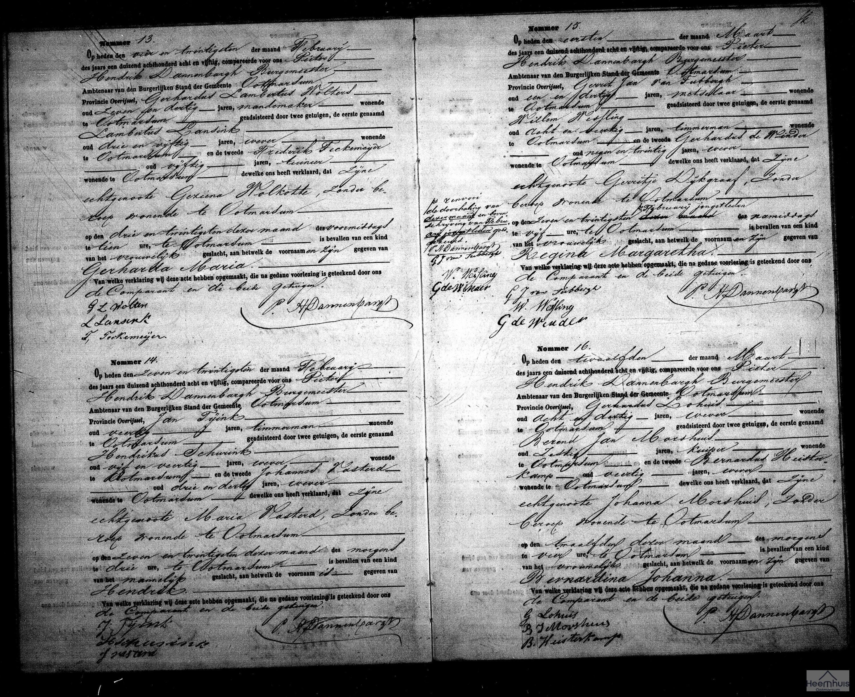 Geboorteakte van Hendrik Tijink