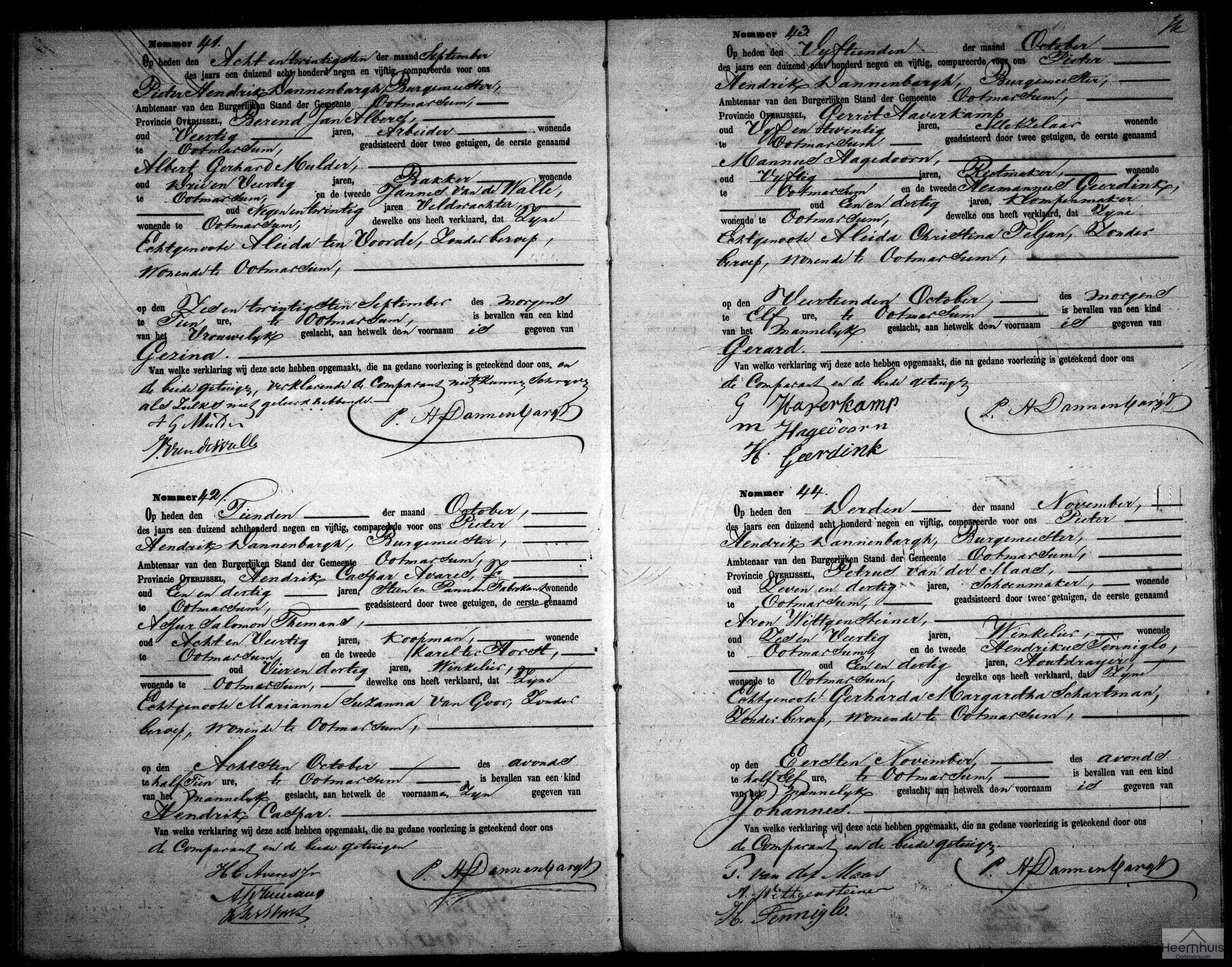 Geboorteakte van Hendrik Caspar Averes