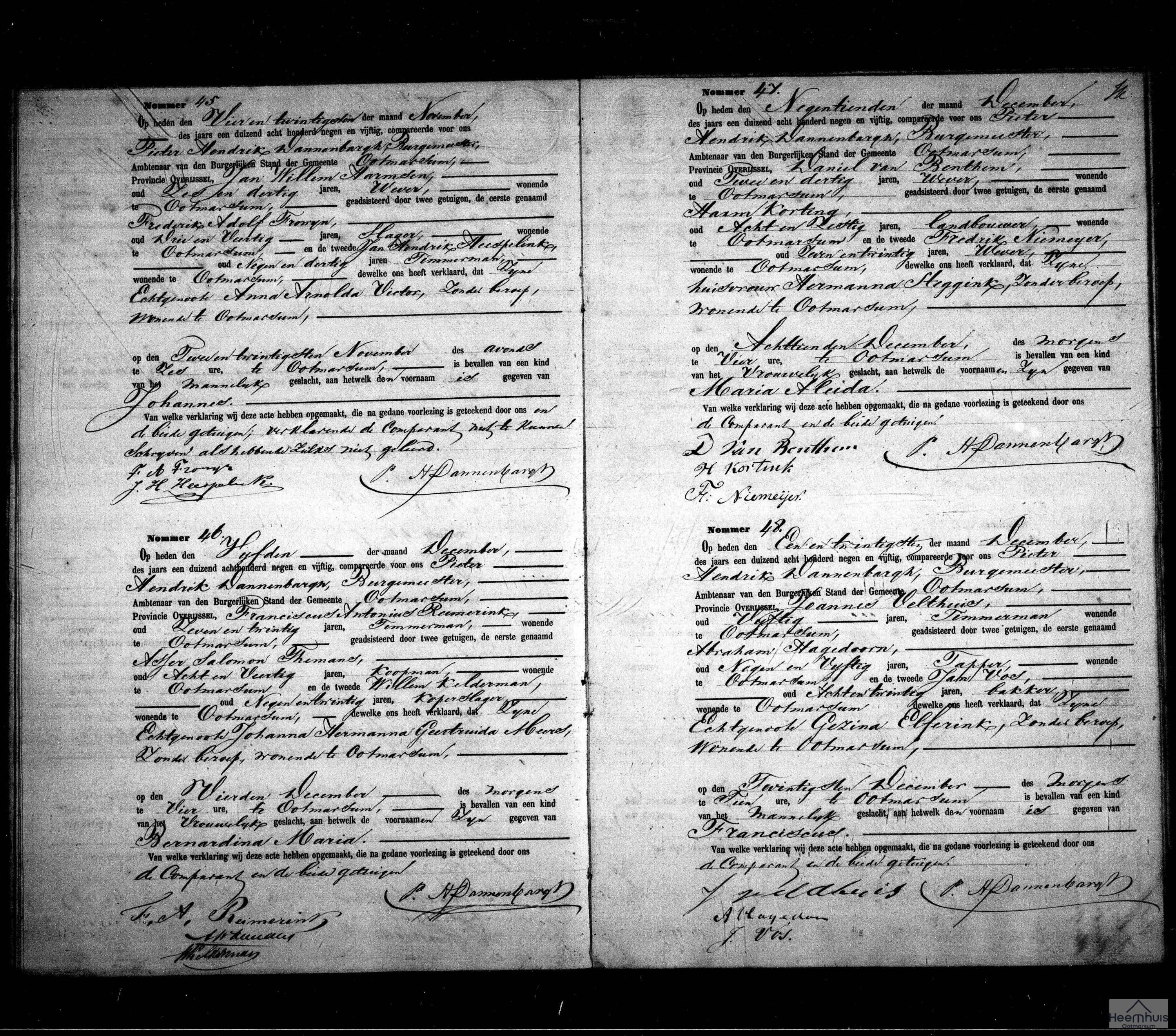 Geboorteakte van Franciscus Velthuis