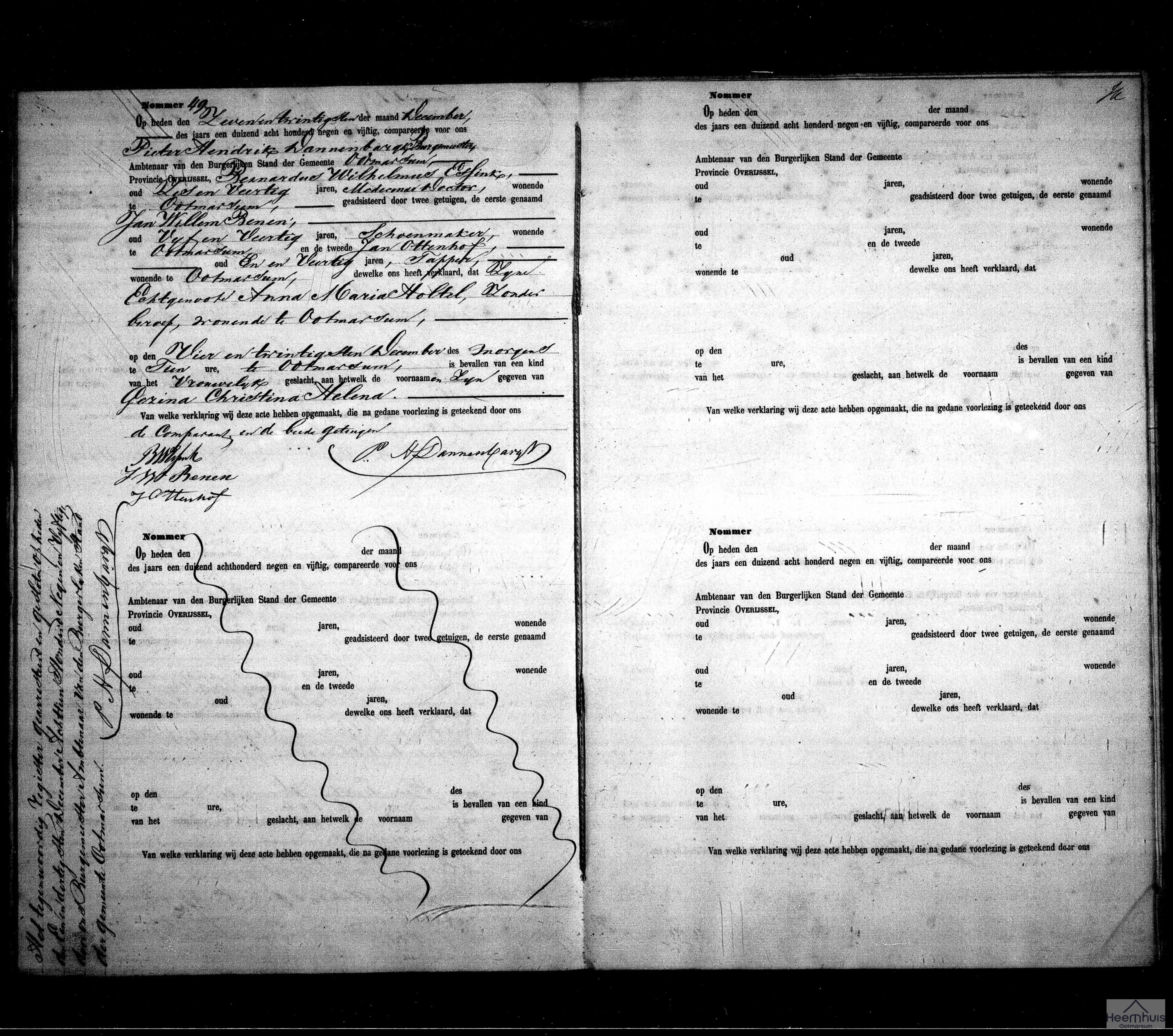 Geboorteakte van Gezina Christina Helena                                                                                                                                                                                     Essink