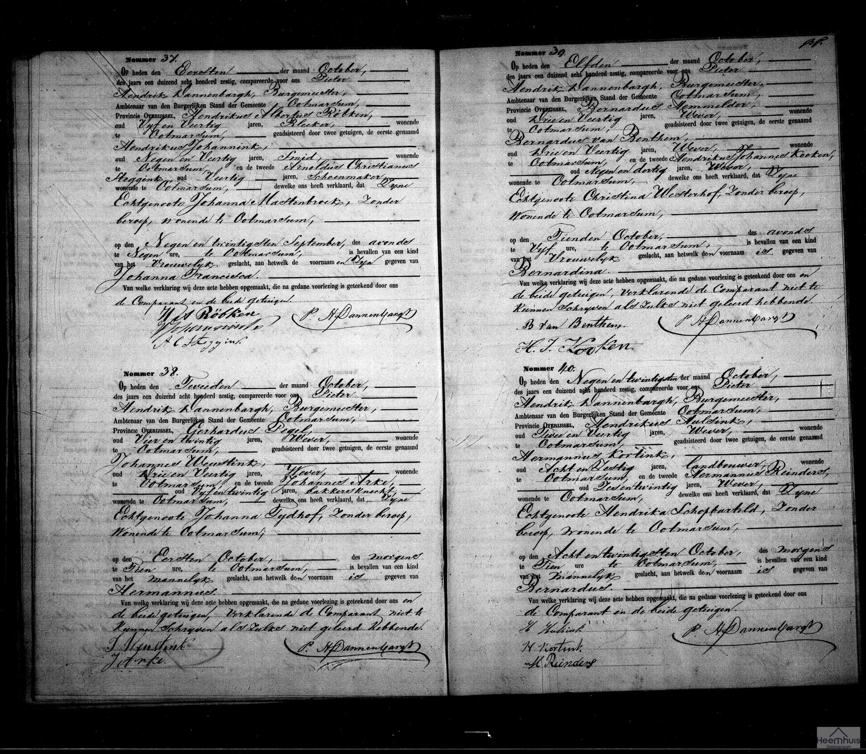 Geboorteakte van Hermannus Pegel