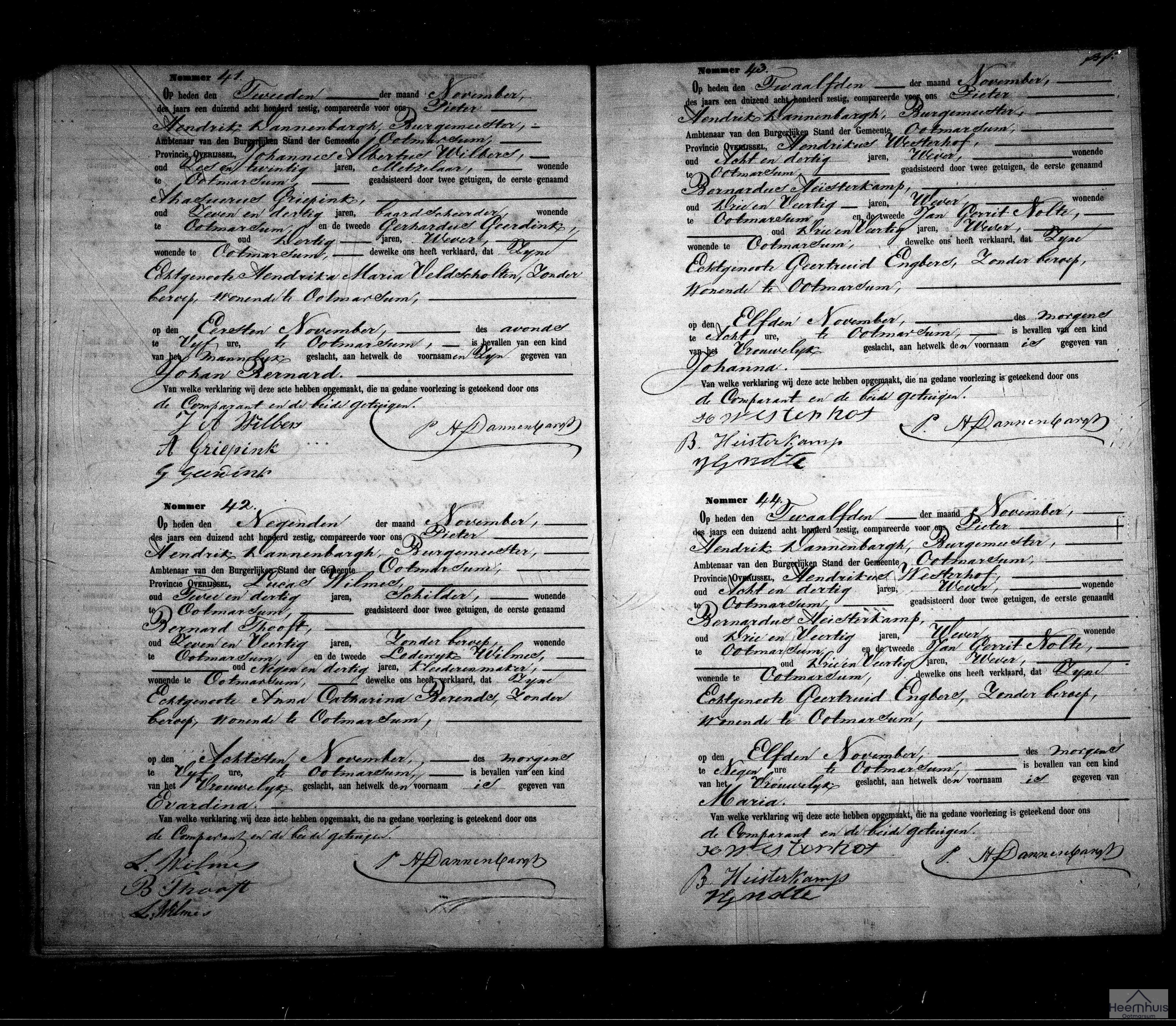 Geboorteakte van Johan Bernard Wilbers