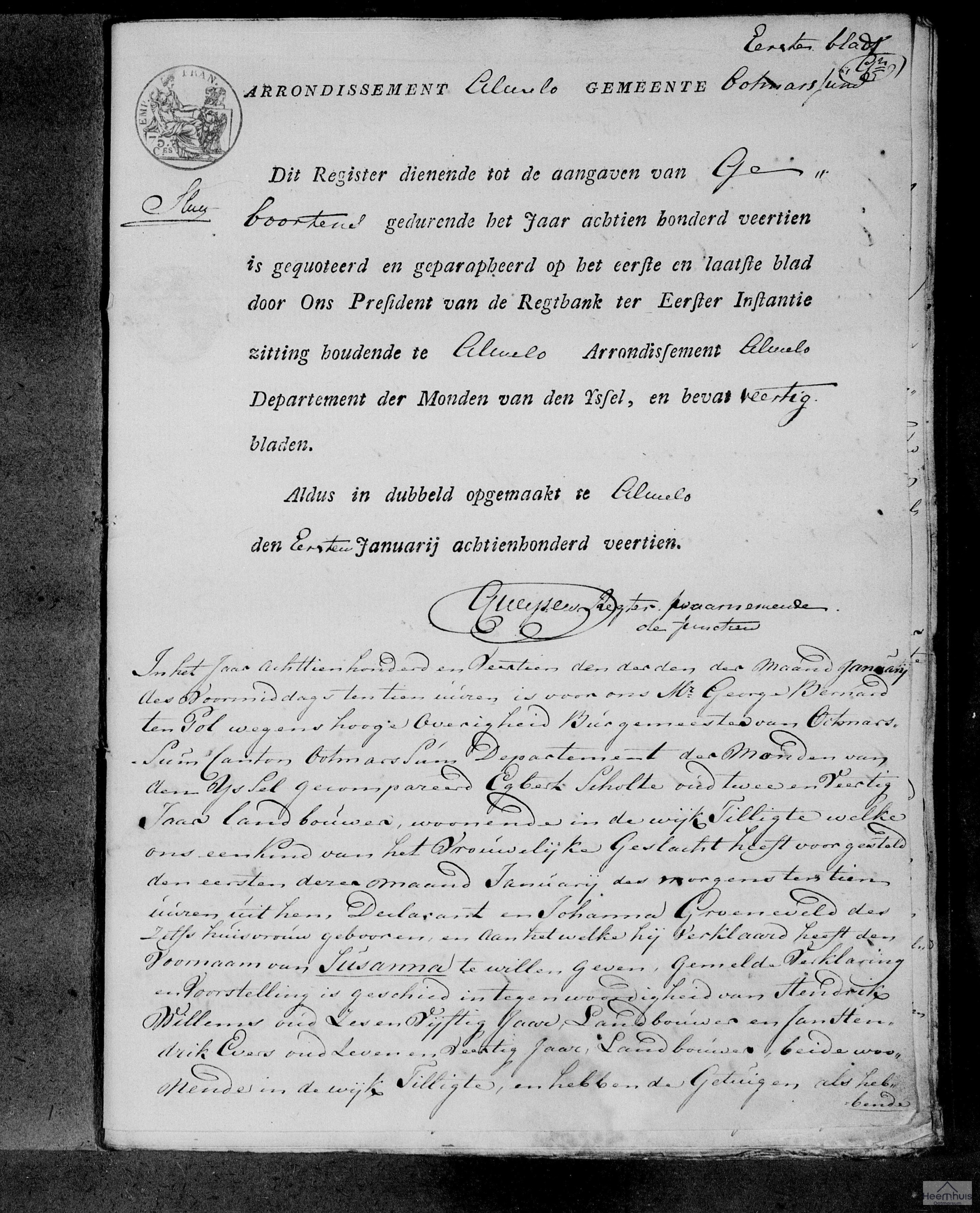 Geboorteakte van Susanna Scholte