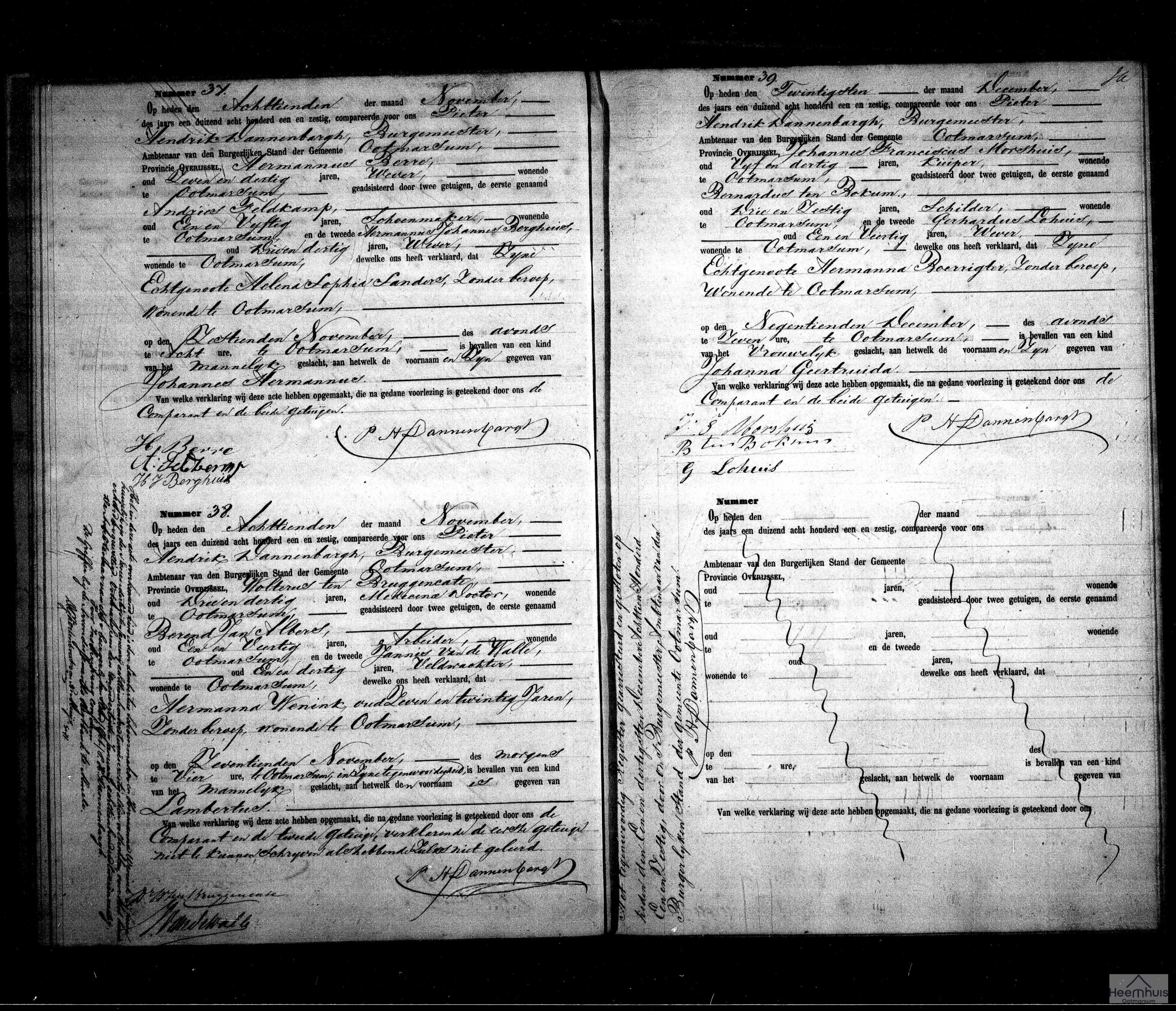 Geboorteakte van Johannes Hermannus Berre