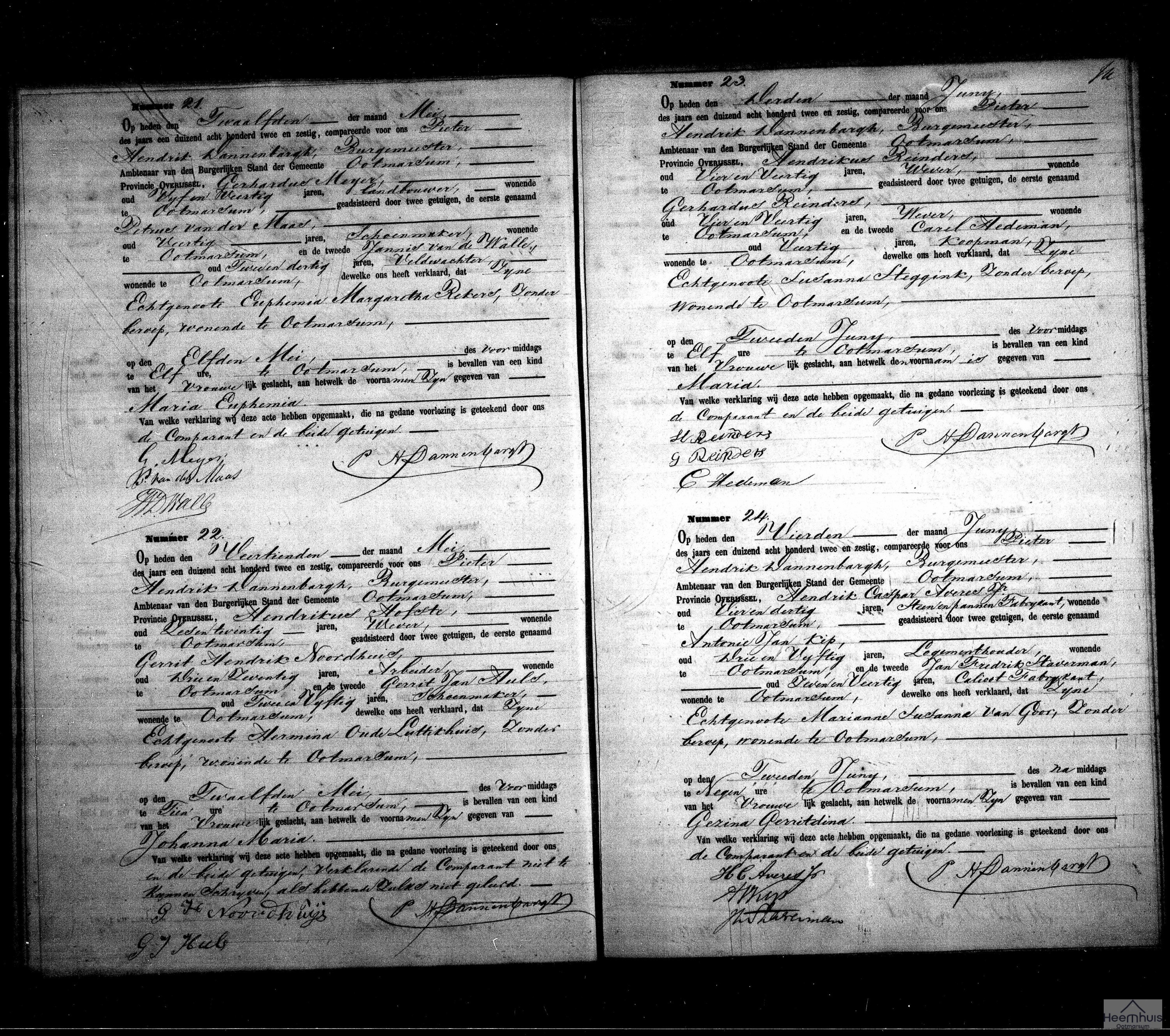 Geboorteakte van Maria Euphemia Meijer