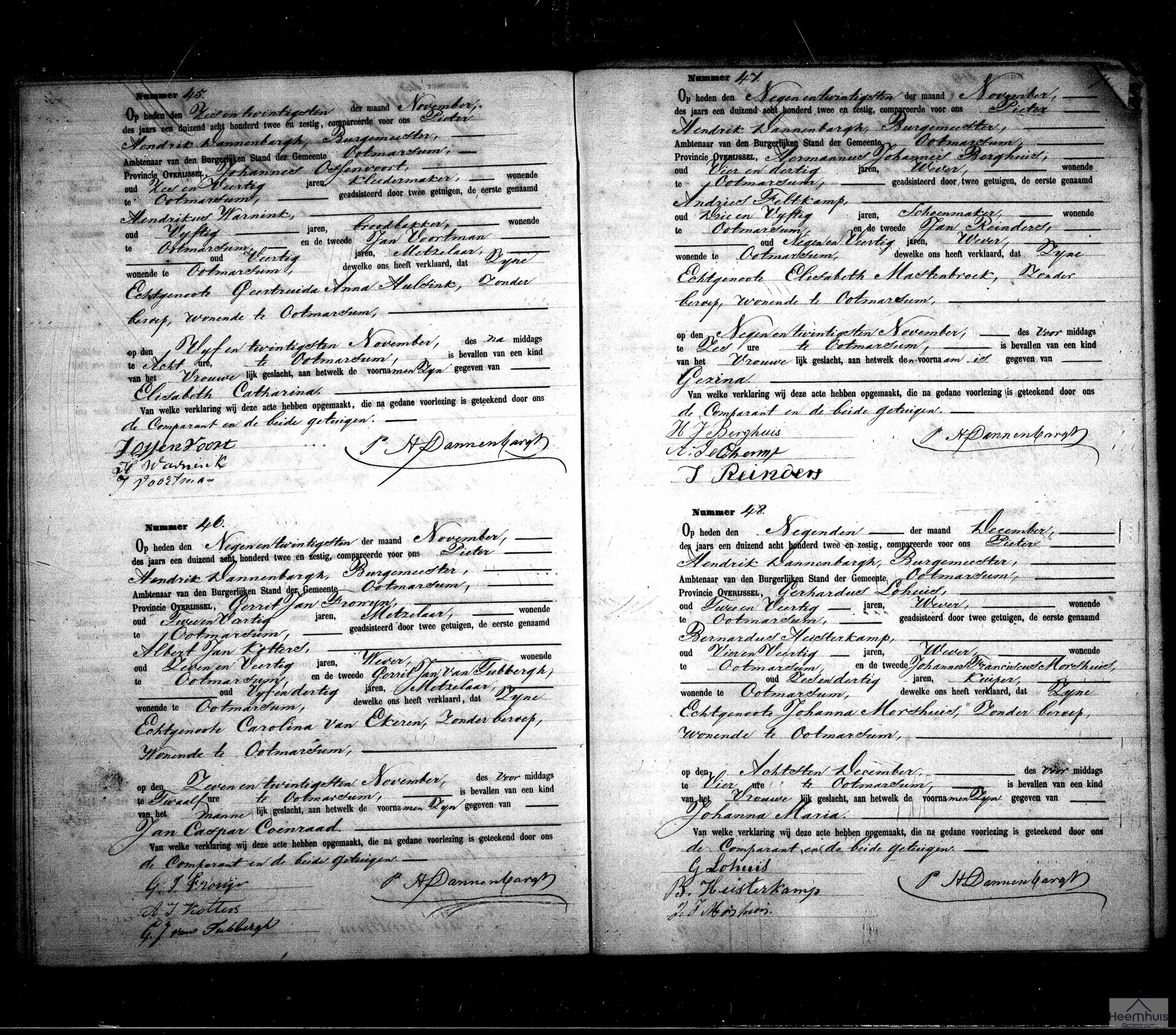 Geboorteakte van Gezina Berghuis