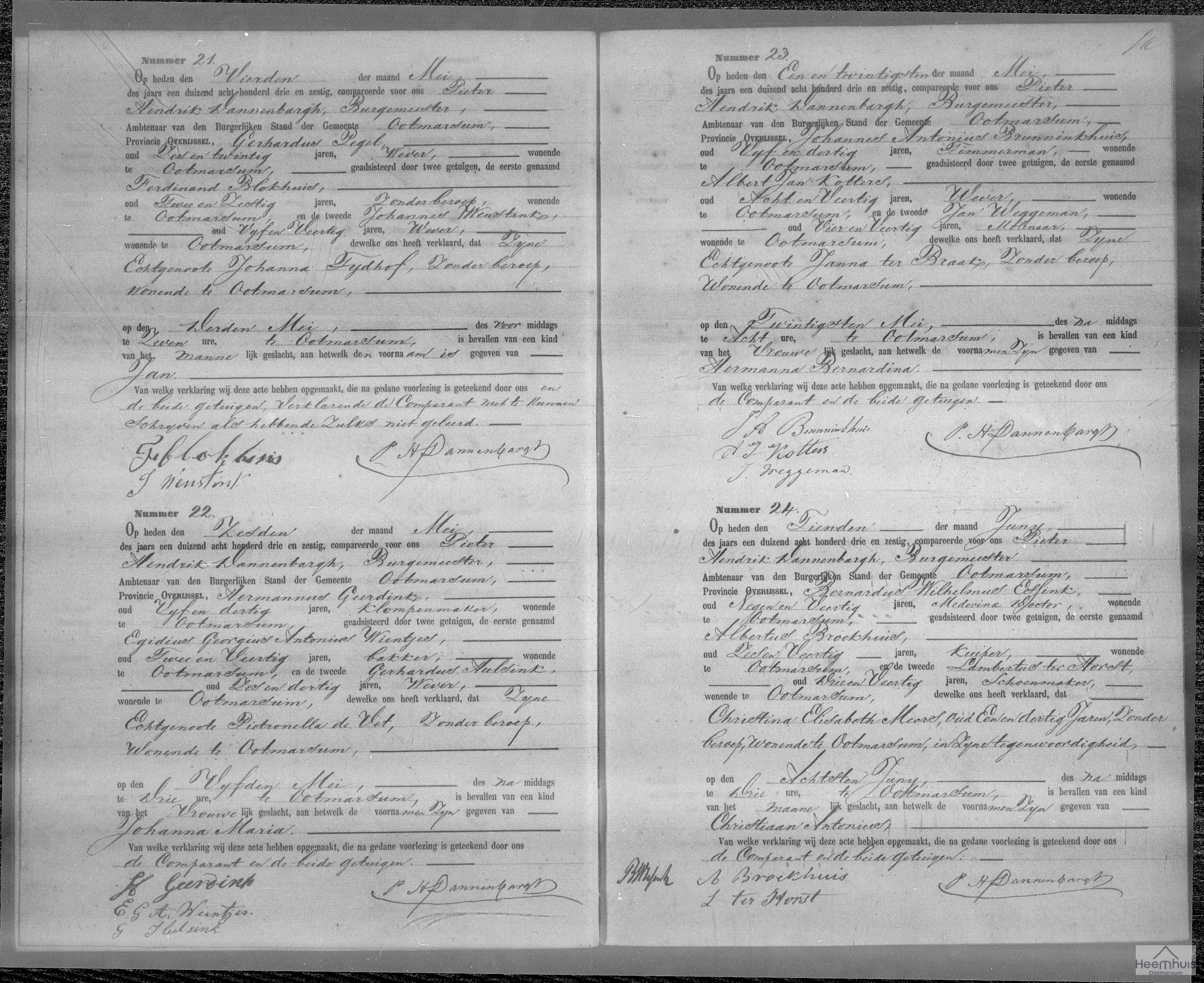 Geboorteakte van Hermanna Bernardina Brunninkhuis
