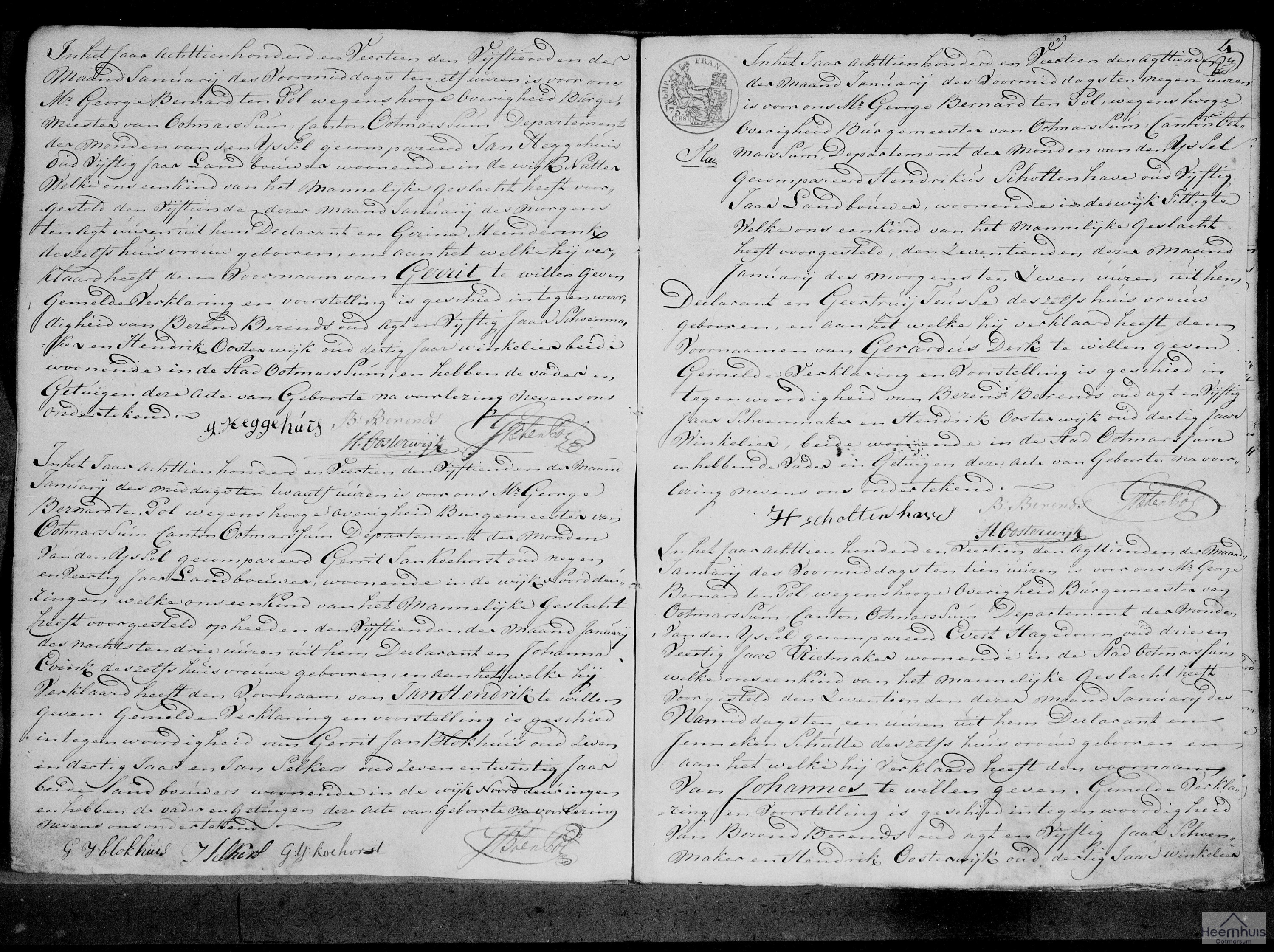 Geboorteakte van Gerrit Heggehuis