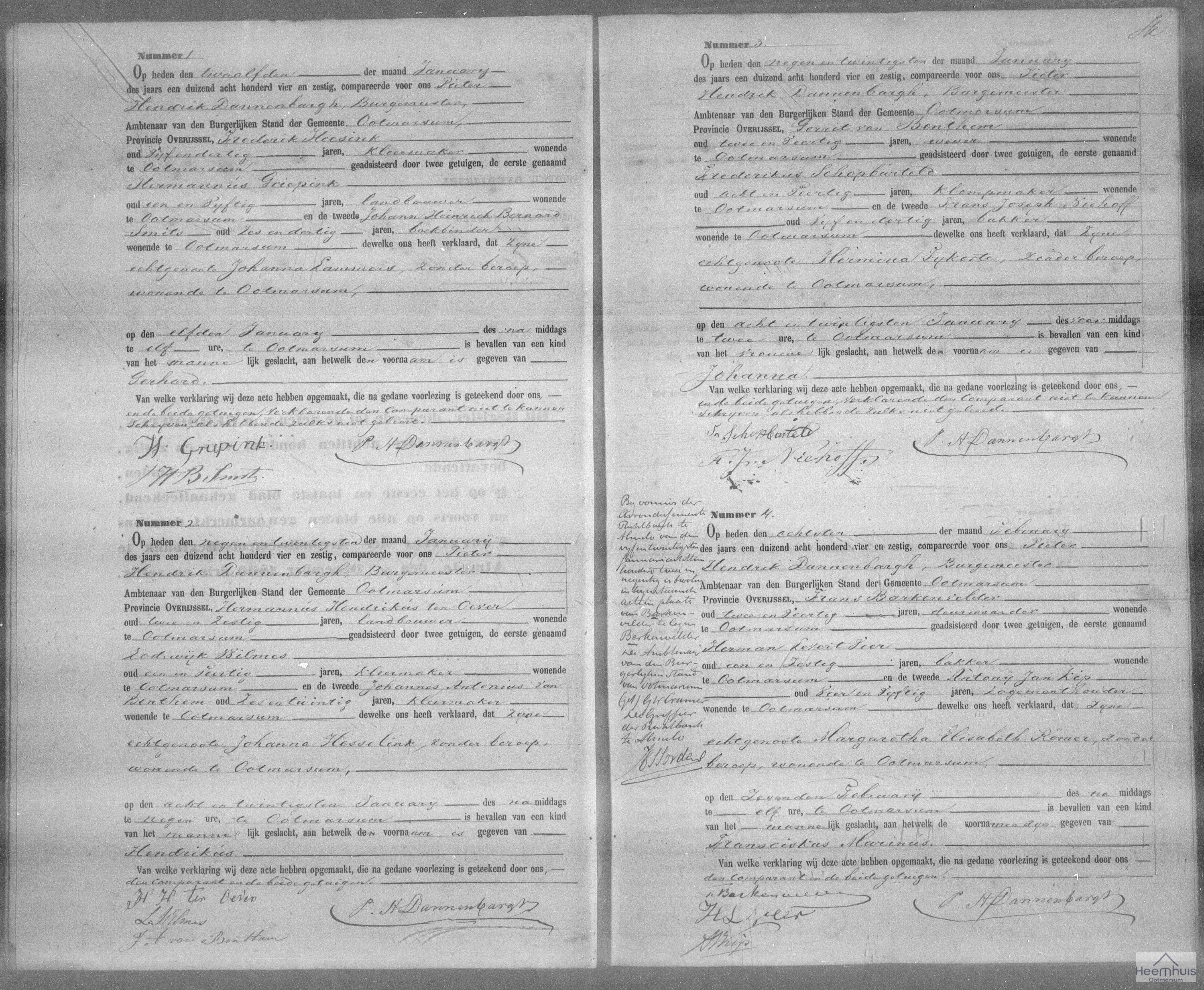 Geboorteakte van Gerhard Heesink