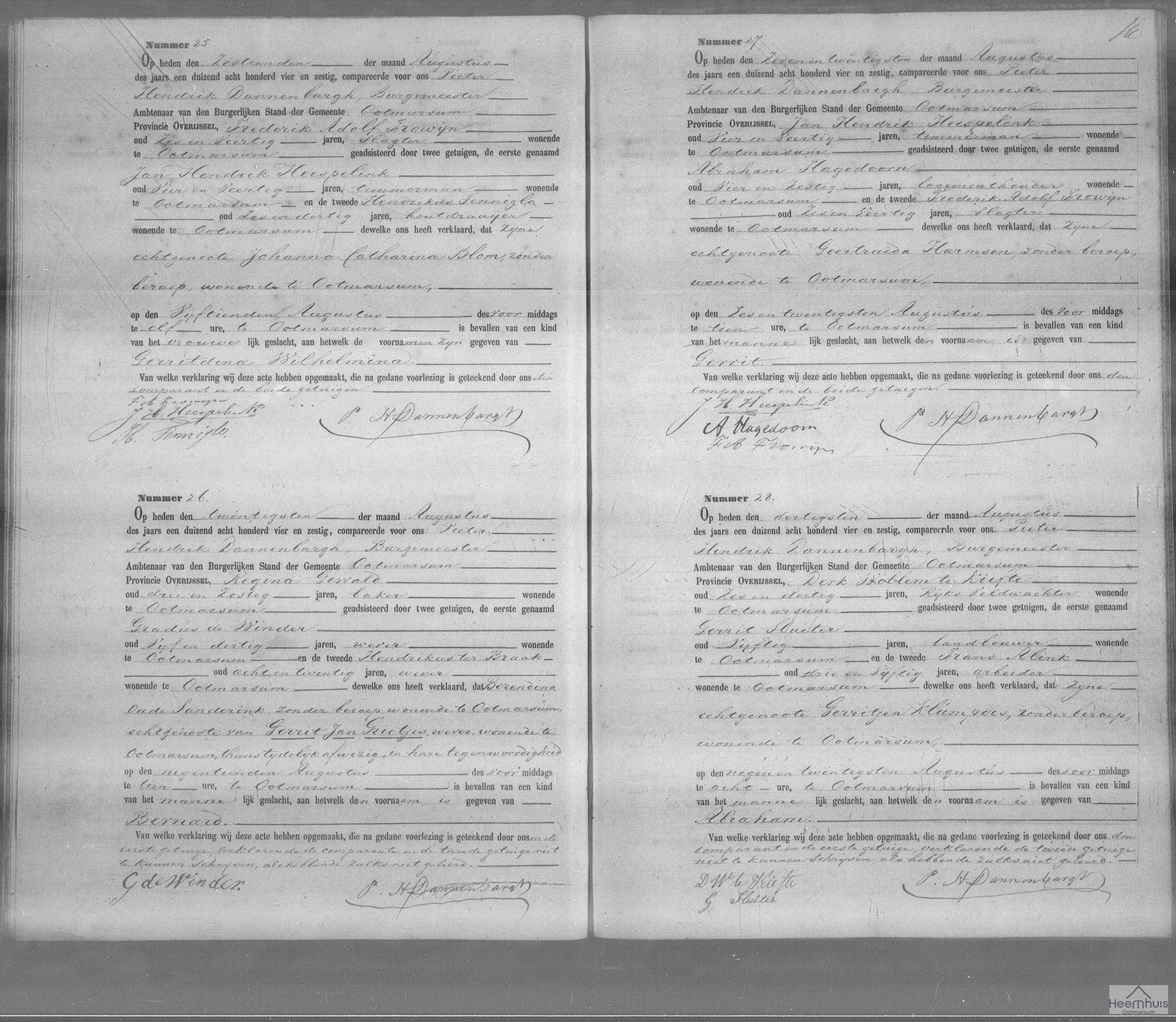 Geboorteakte van Gerritdina Wilhelmina Frowijn