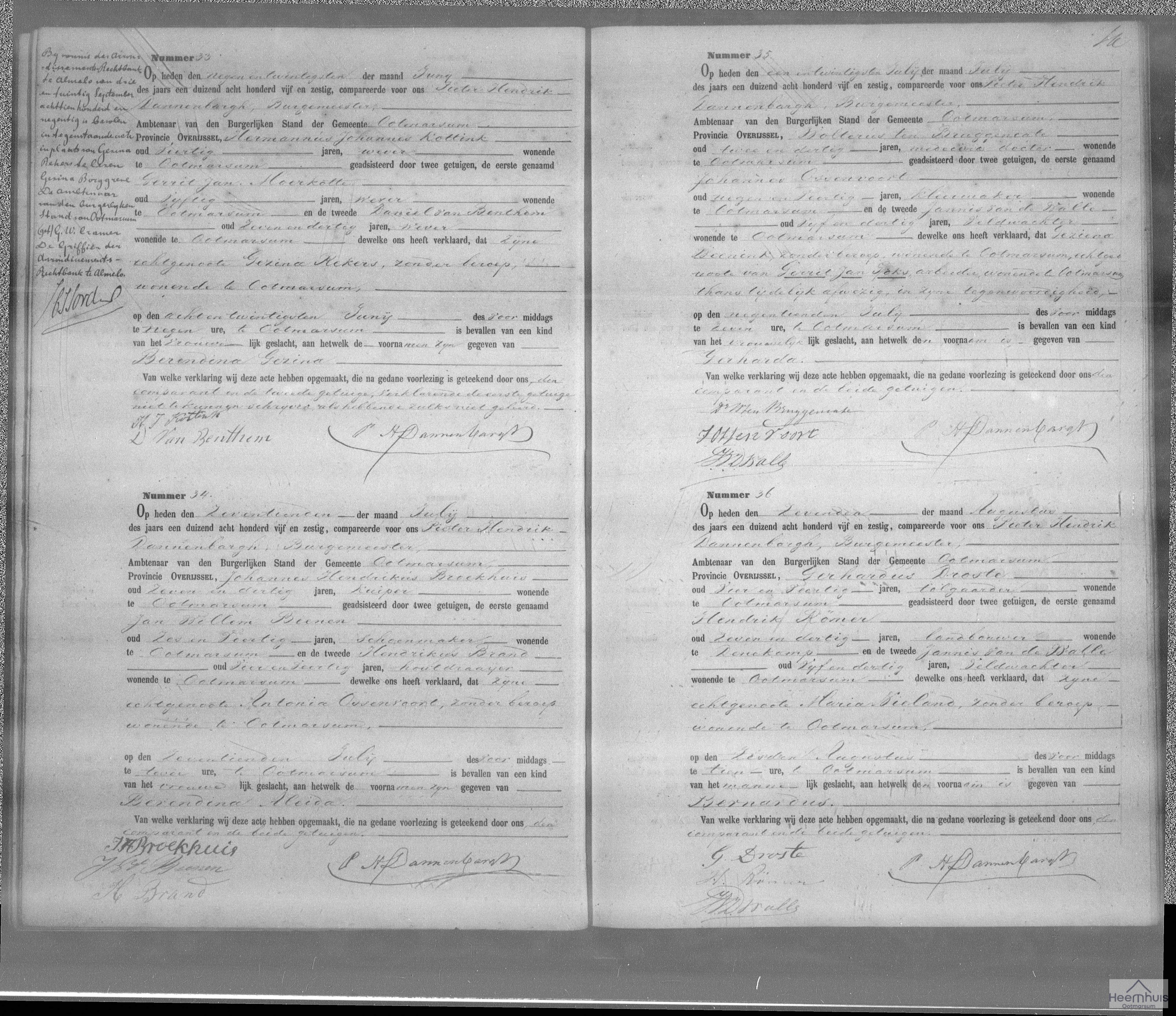 Geboorteakte van Berendina Gezina Kottink