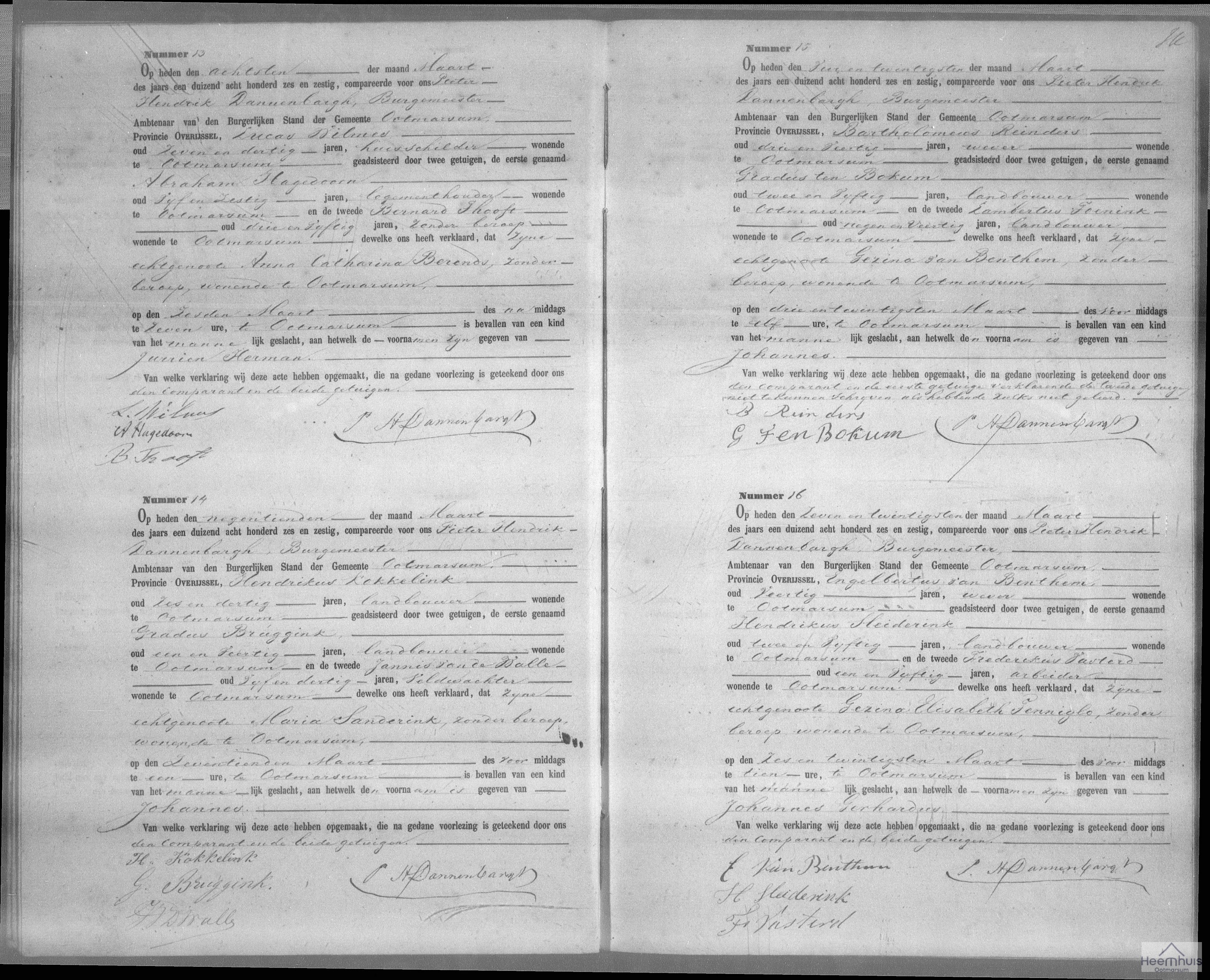 Geboorteakte van Johannes Gerhardus van Benthem