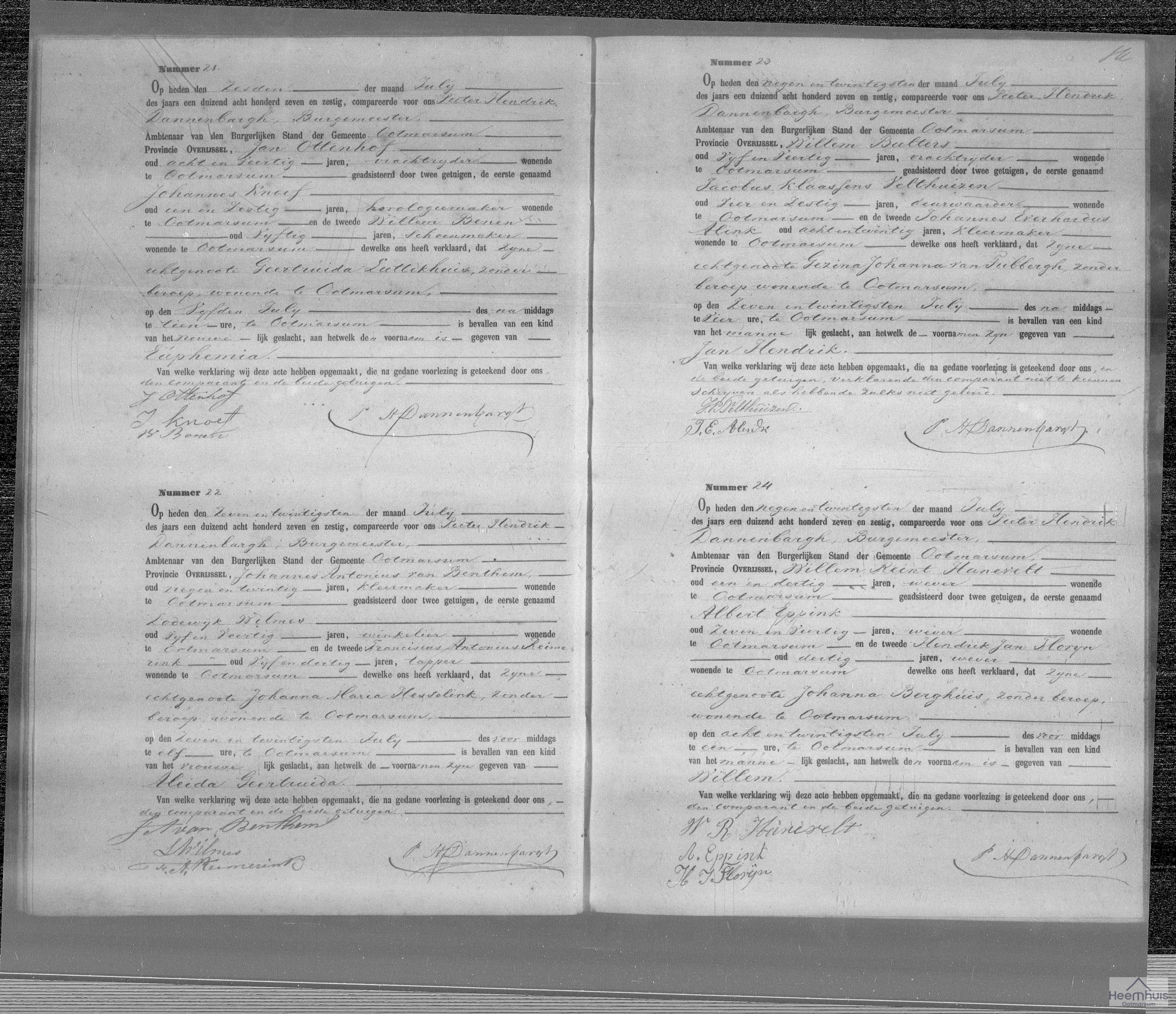 Geboorteakte van Willem Hanevelt