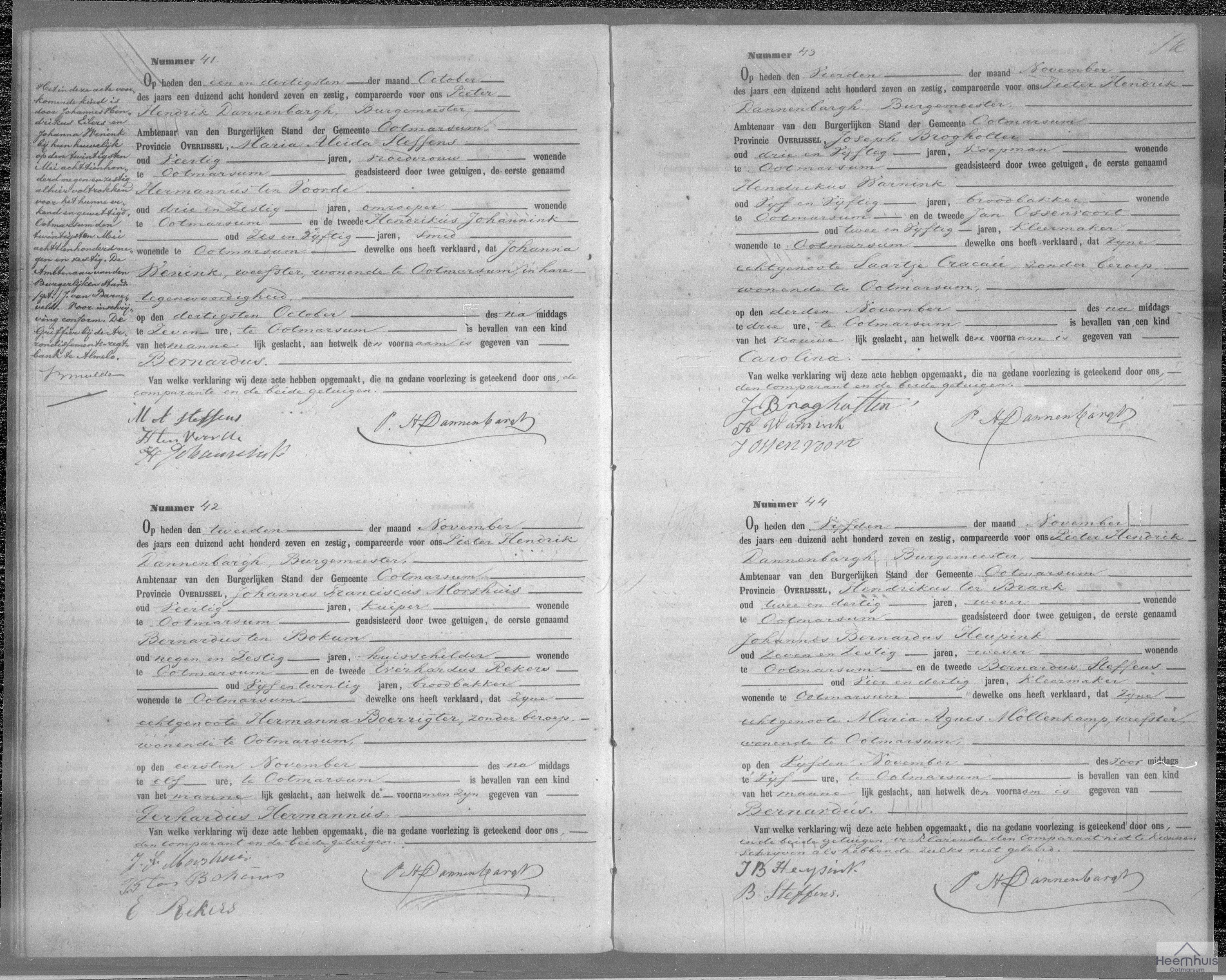 Geboorteakte van Gerhardus Hermannus Morshuis
