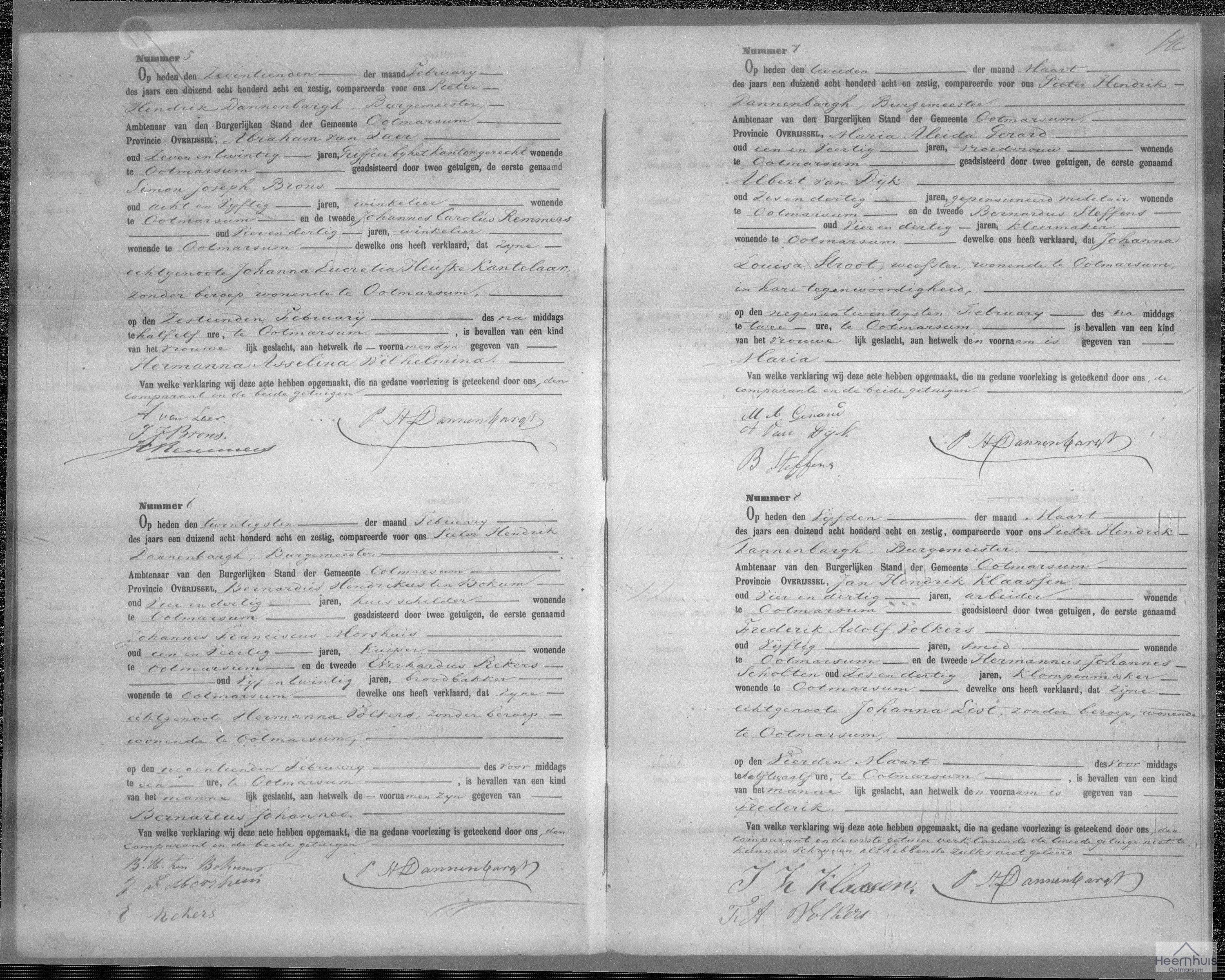 Geboorteakte van Bernardus Johannes ten Bokum