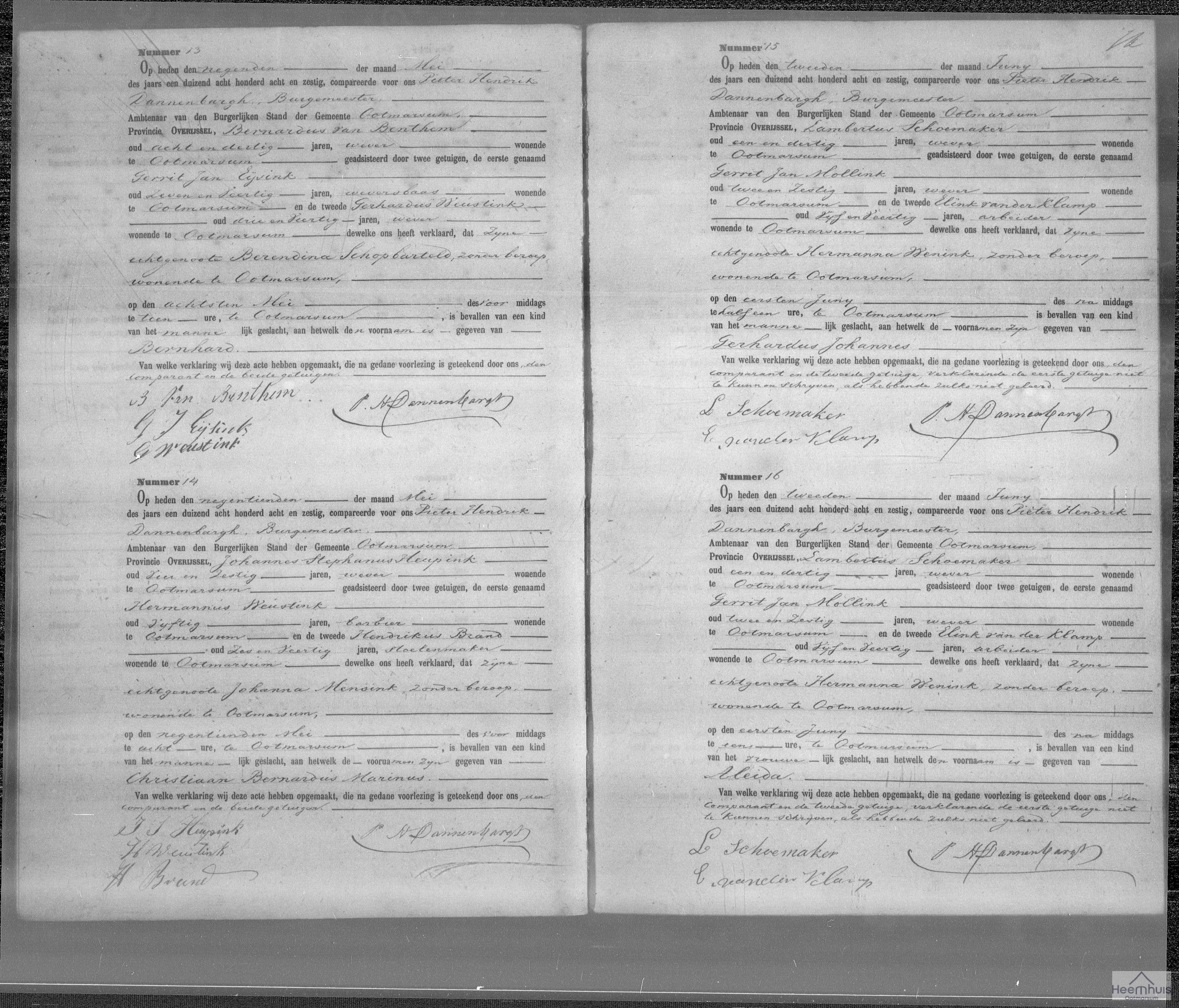 Geboorteakte van Christiaan Bernardus Marinus Heupink