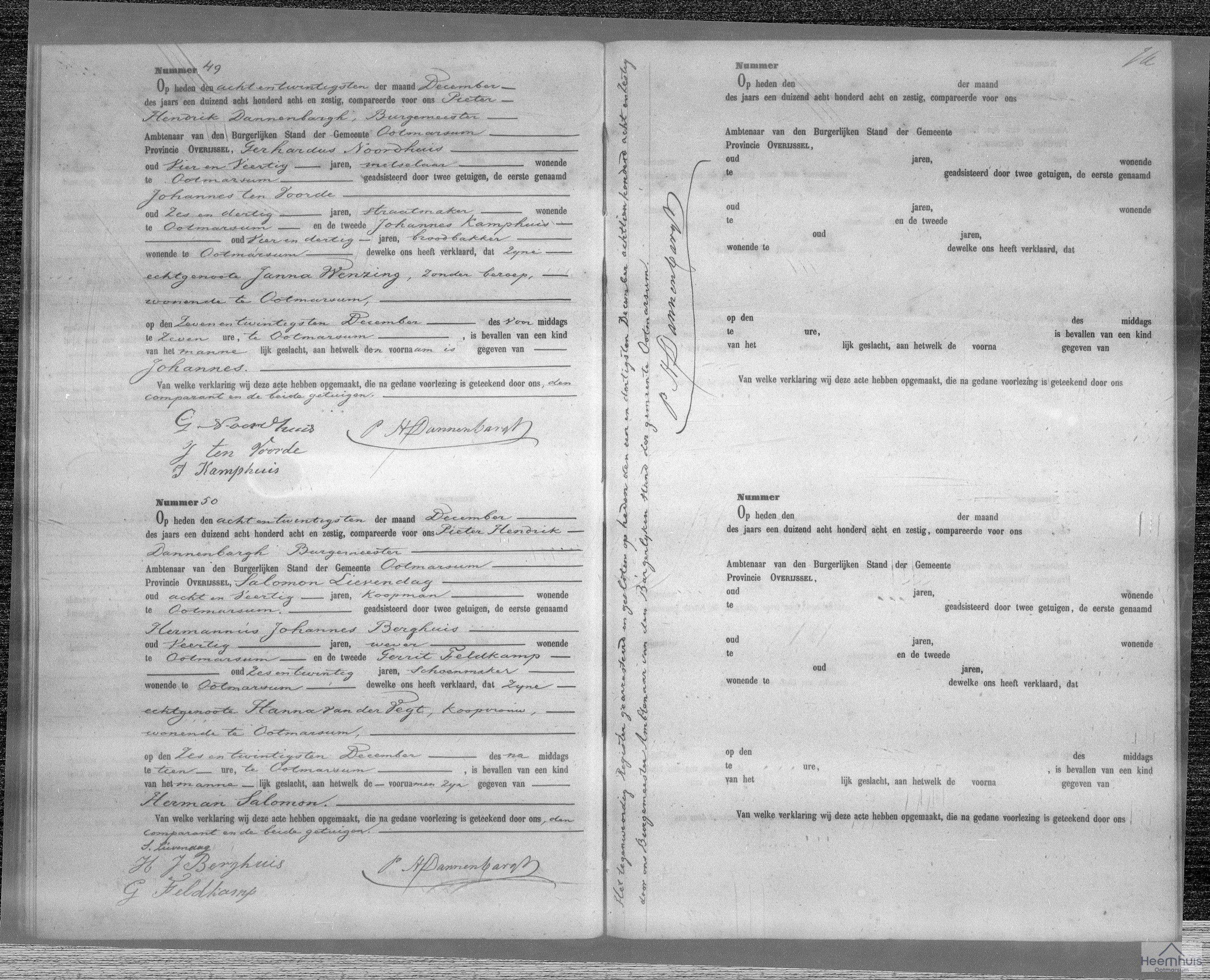 Geboorteakte van Johannes Noordhuis