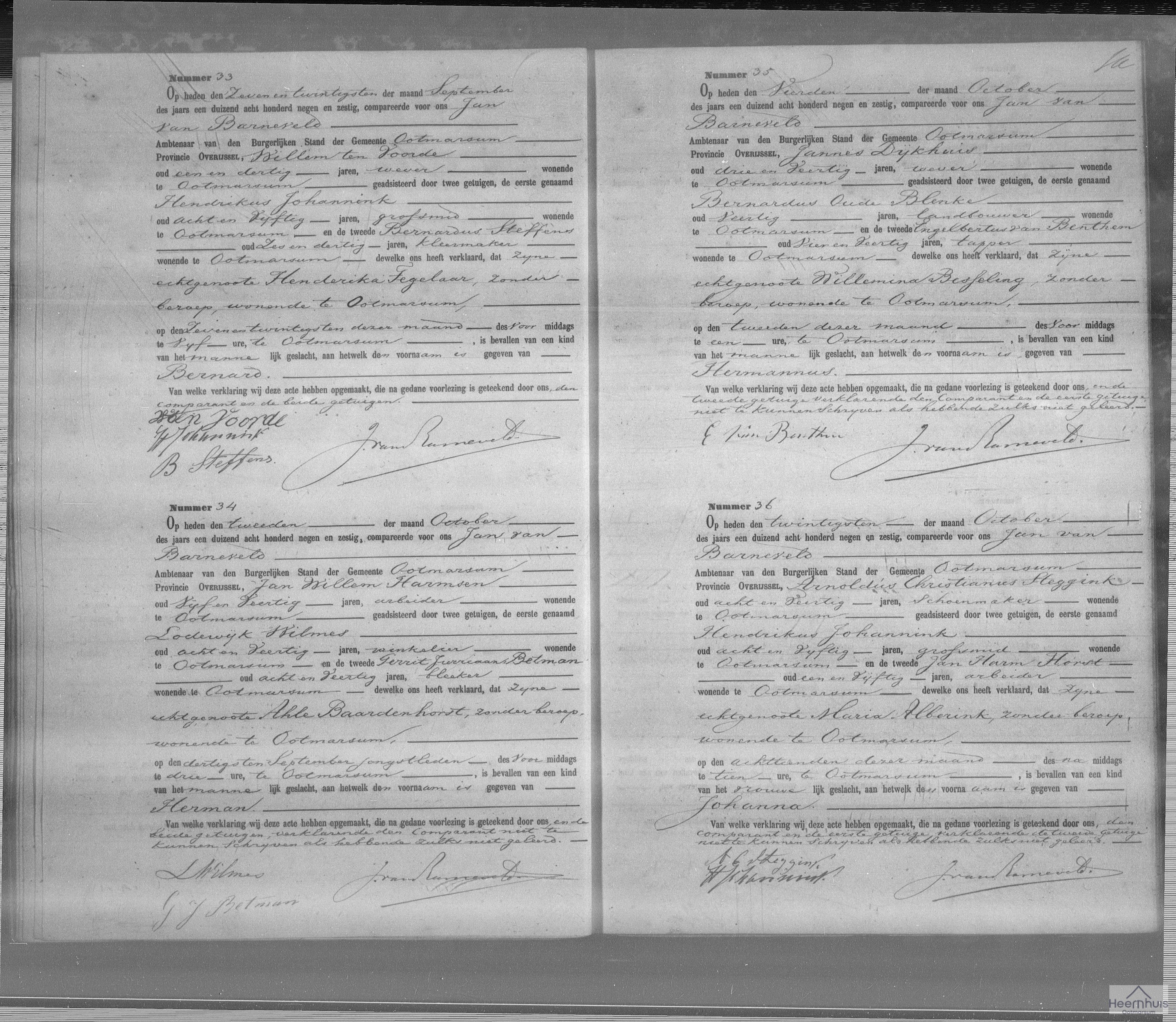 Geboorteakte van Bernard ten Voorde