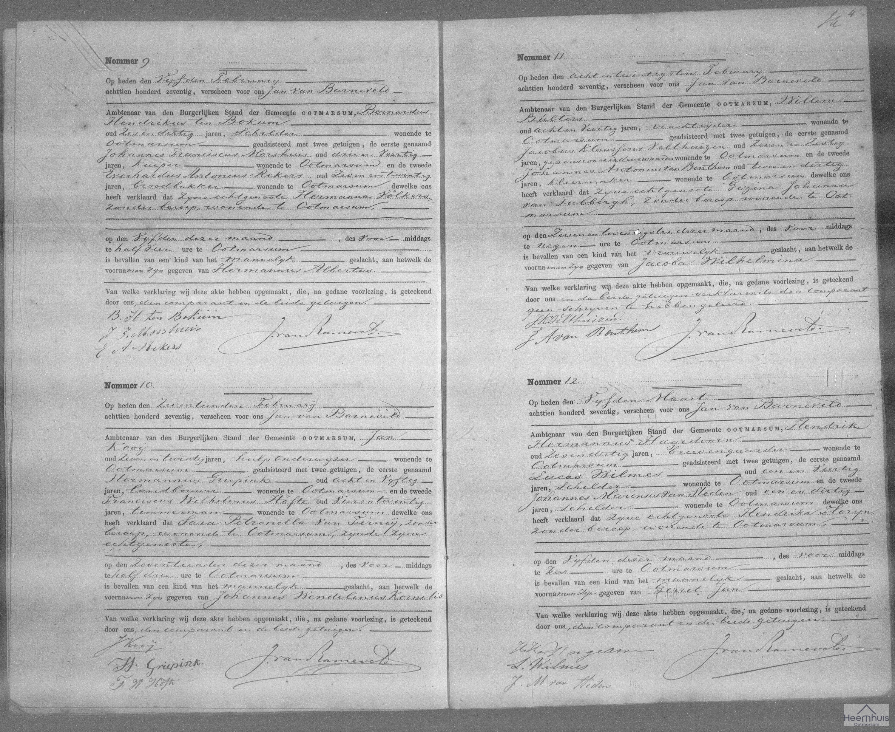 Geboorteakte van Johannes Wendelinus Kornelis Kooij