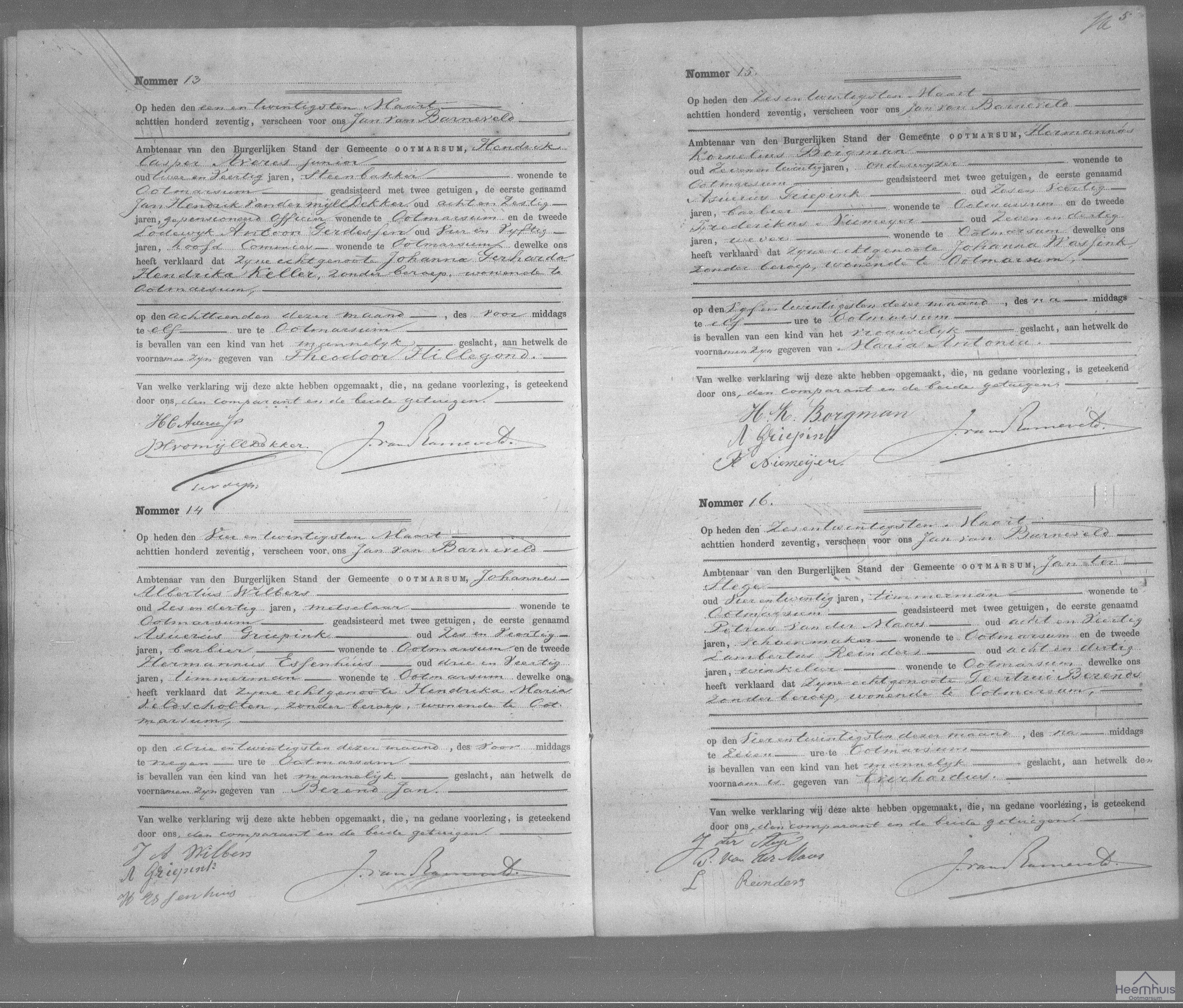 Geboorteakte van Berend Jan Wilbers Geboorteakte van Berend Jan Wilbers