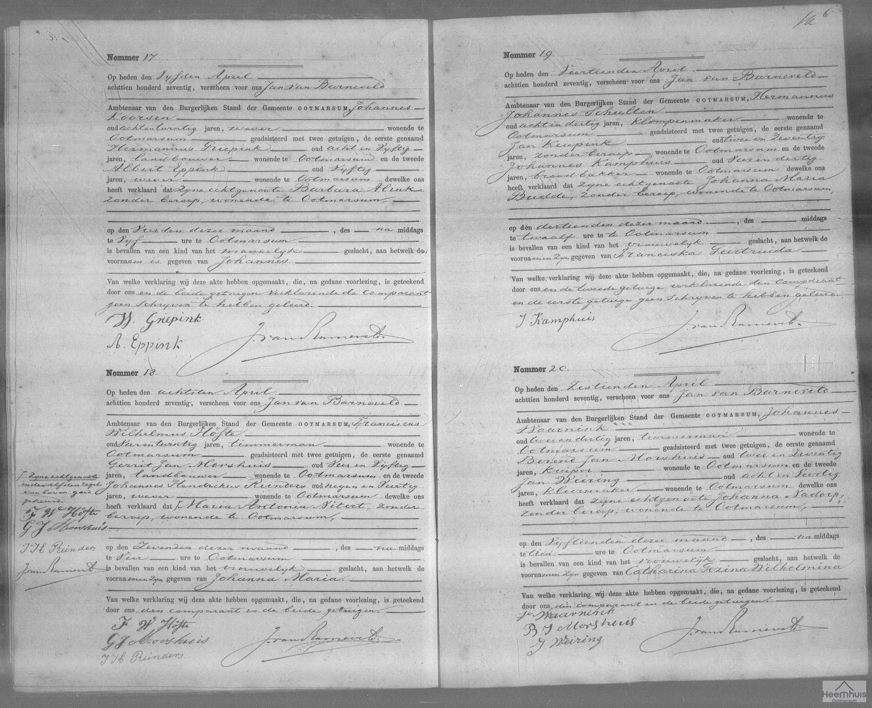 Geboorteakte van Franciska Geertruida Schulten