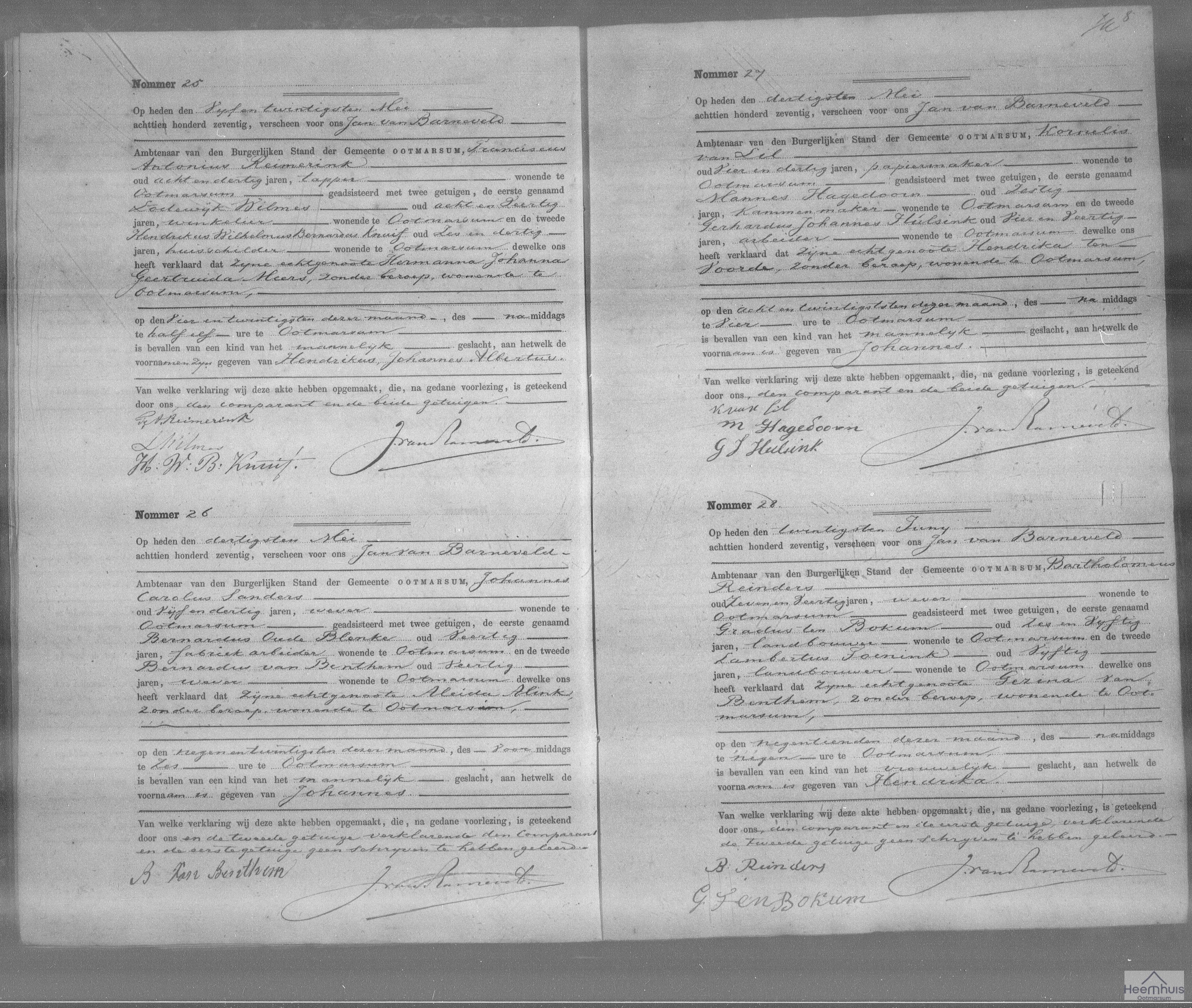 Geboorteakte van Johannes Sanders