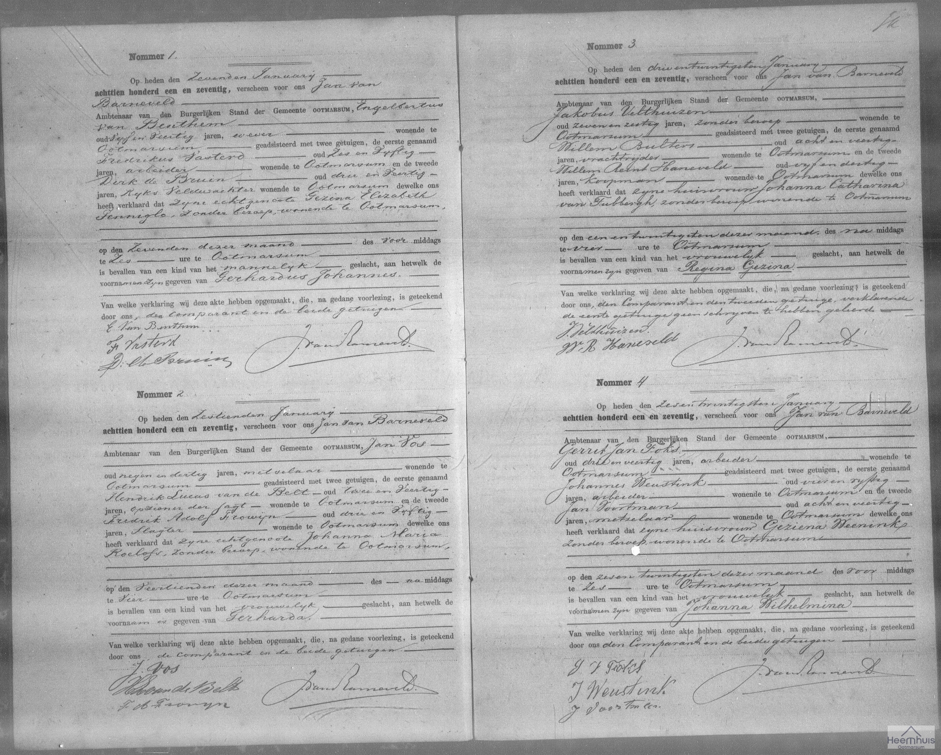 Geboorteakte van Gerharda Vos