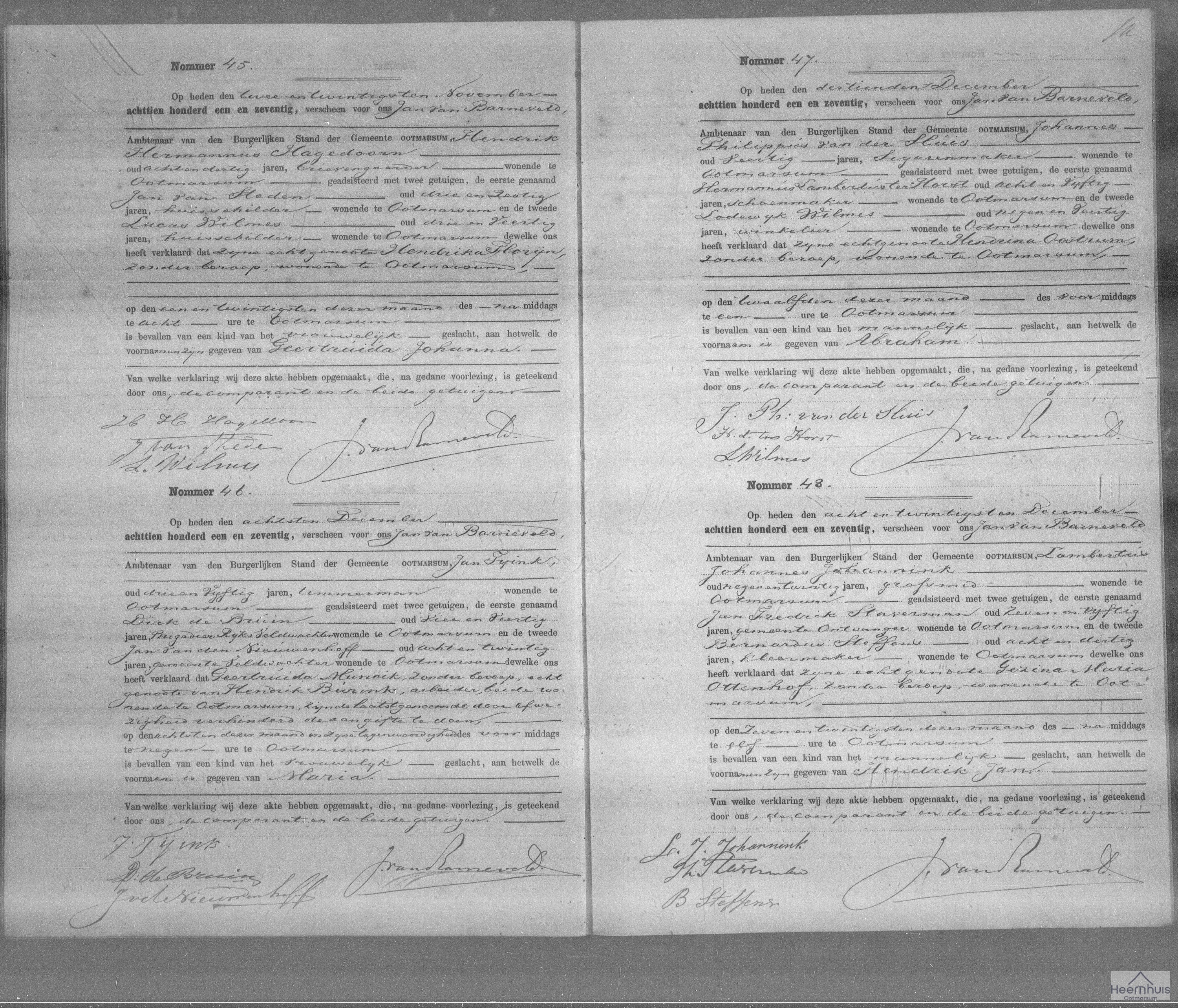 Geboorteakte van Hendrik Jan Johannink