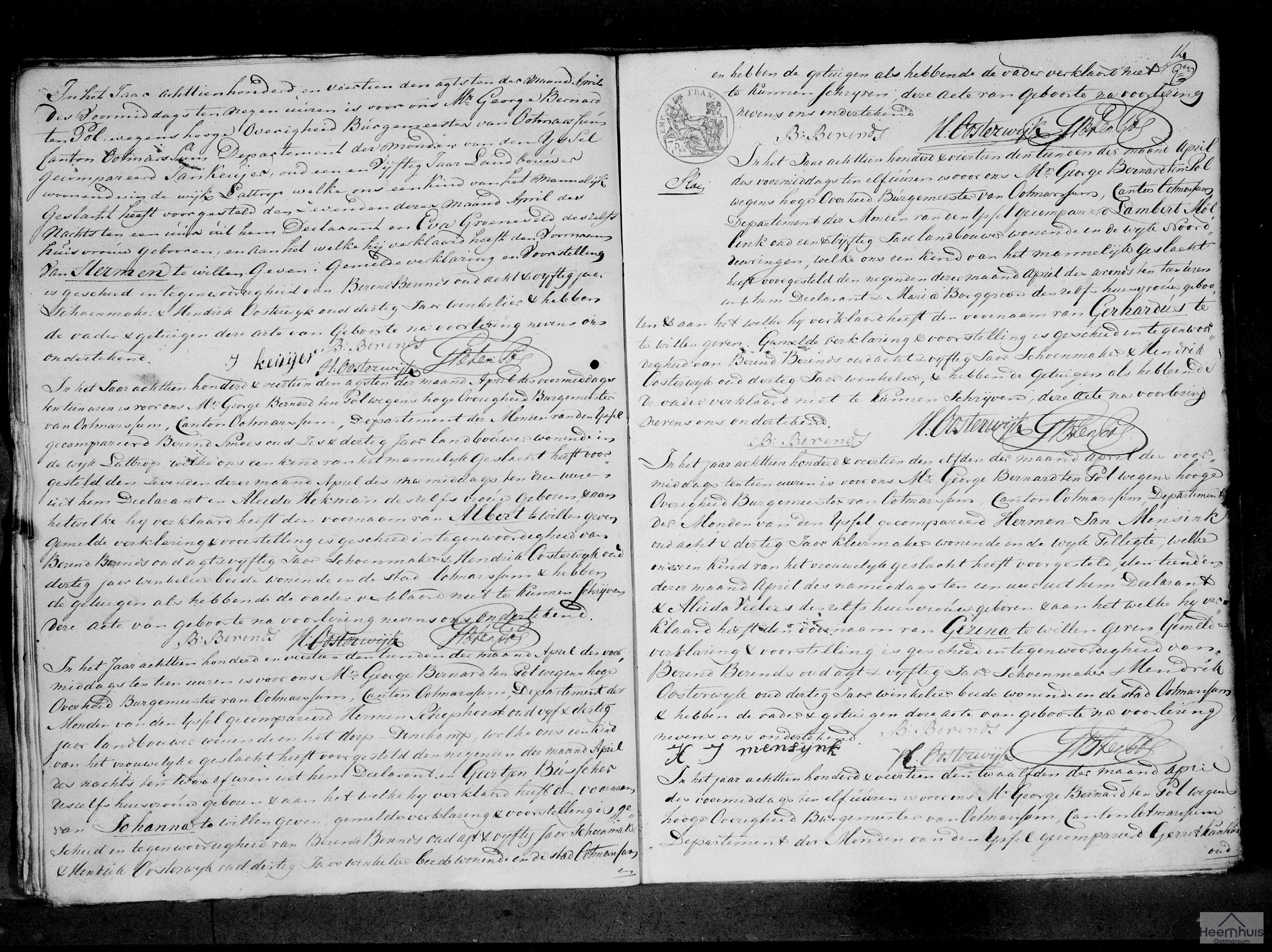 Geboorteakte van Gezina Mensink Geboorteakte van Gezina Mensink