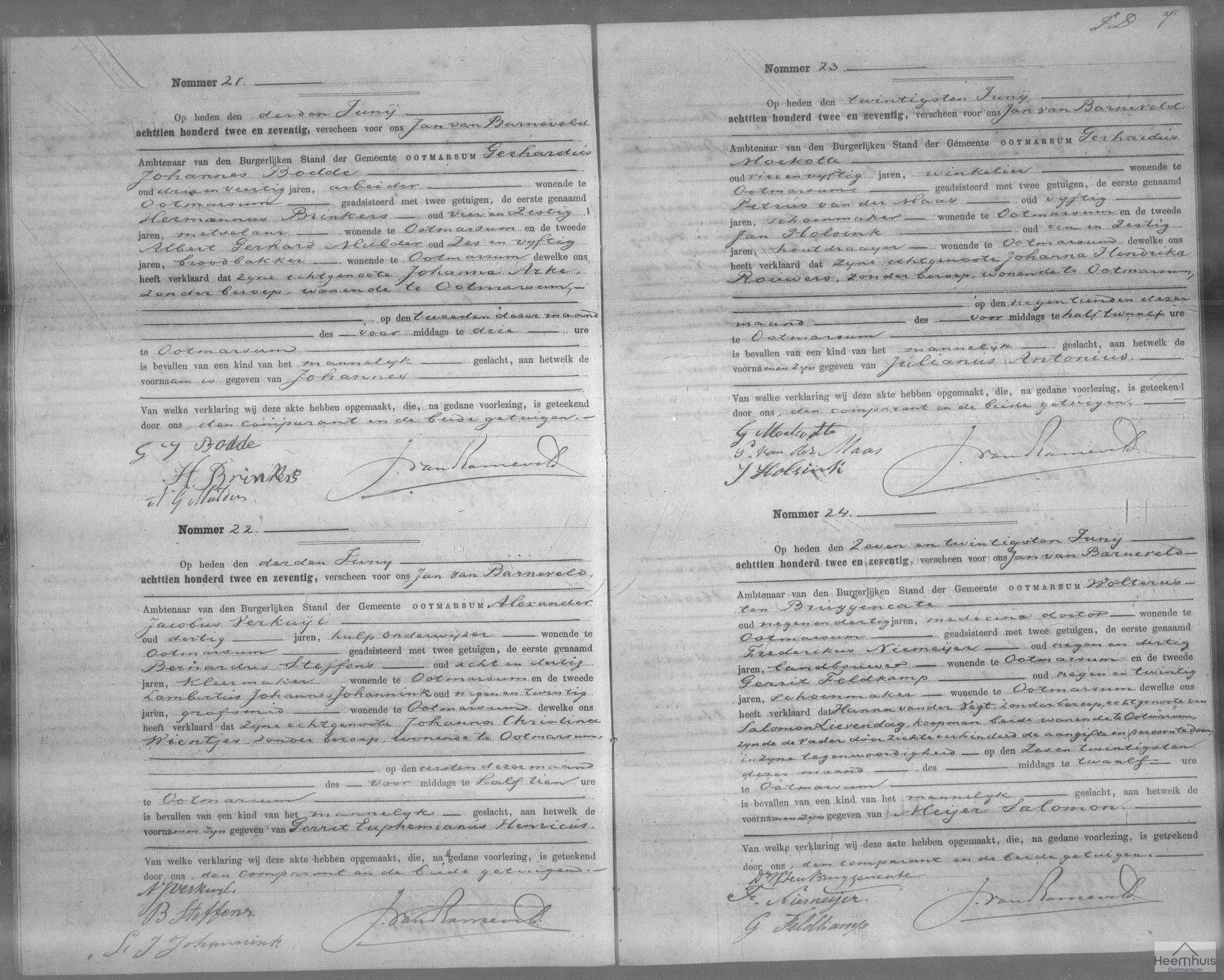 Geboorteakte van Johannes Bodde Geboorteakte van Johannes Bodde