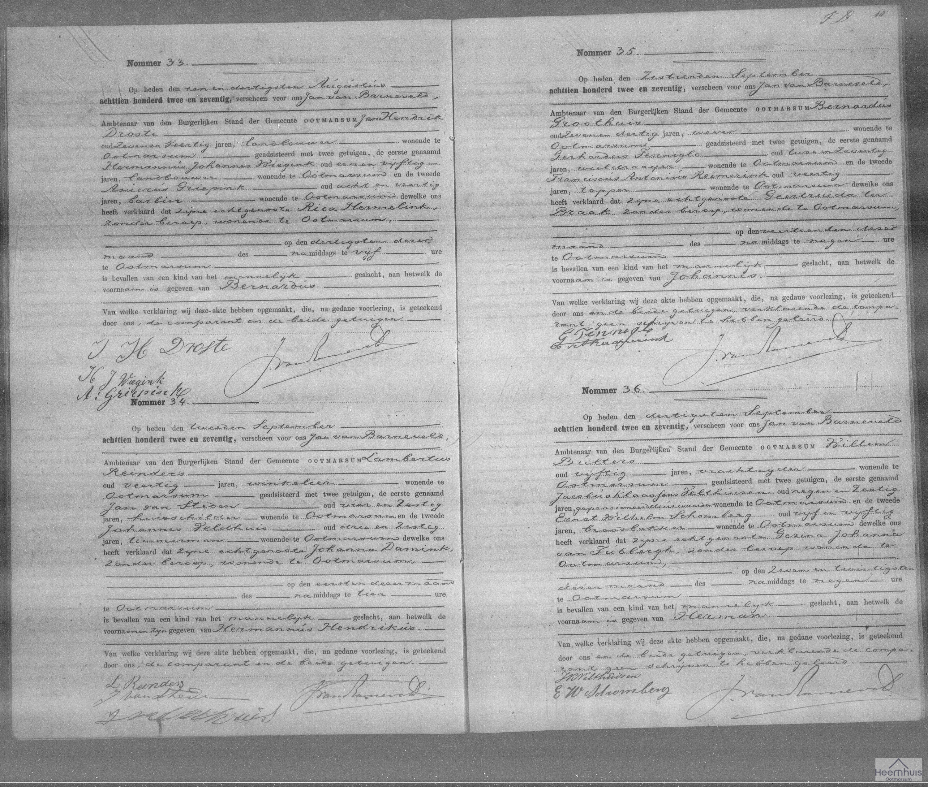 Geboorteakte van Bernardus Droste Geboorteakte van Bernardus Droste