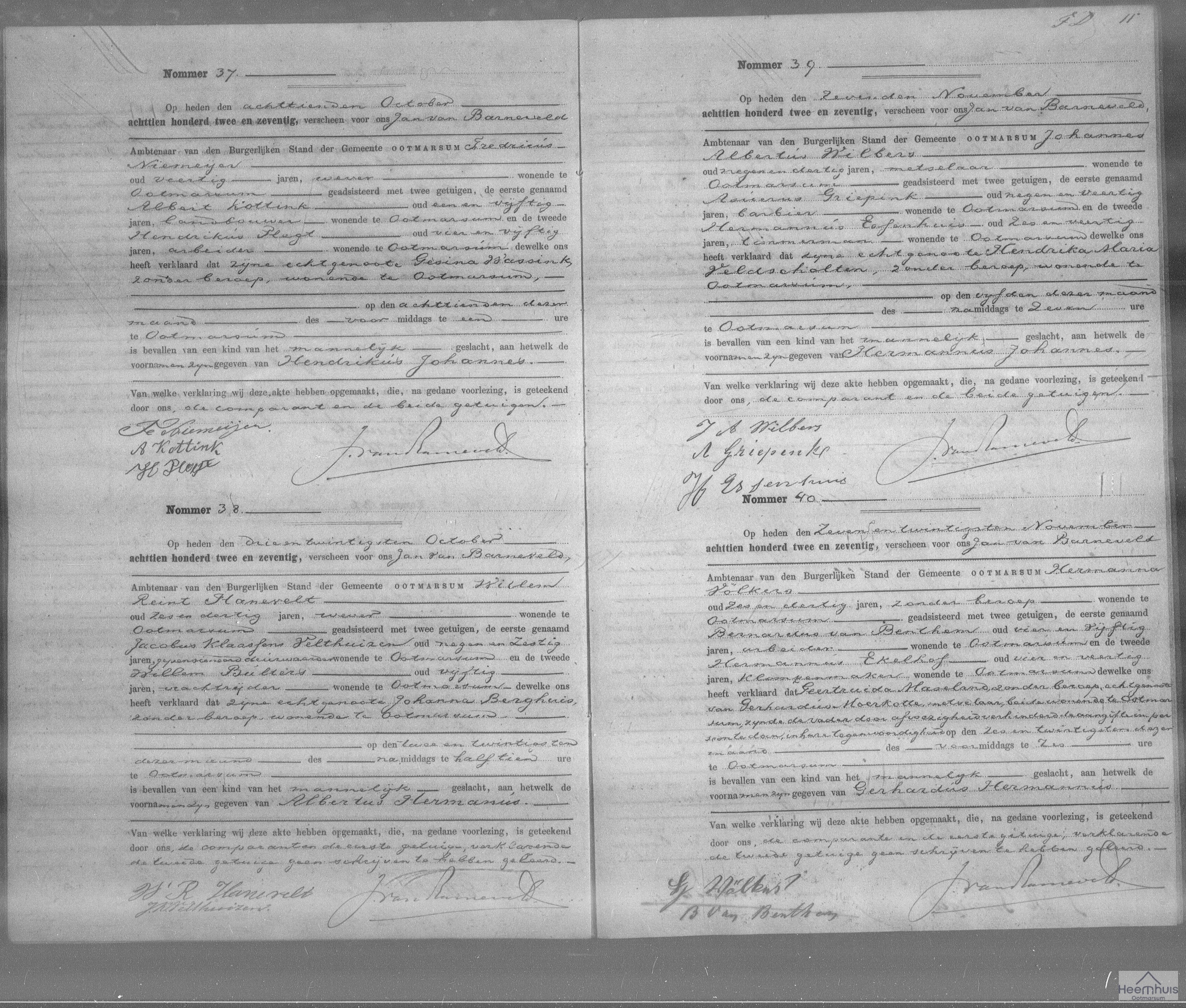 Geboorteakte van Hermannus Johannes Wilbers