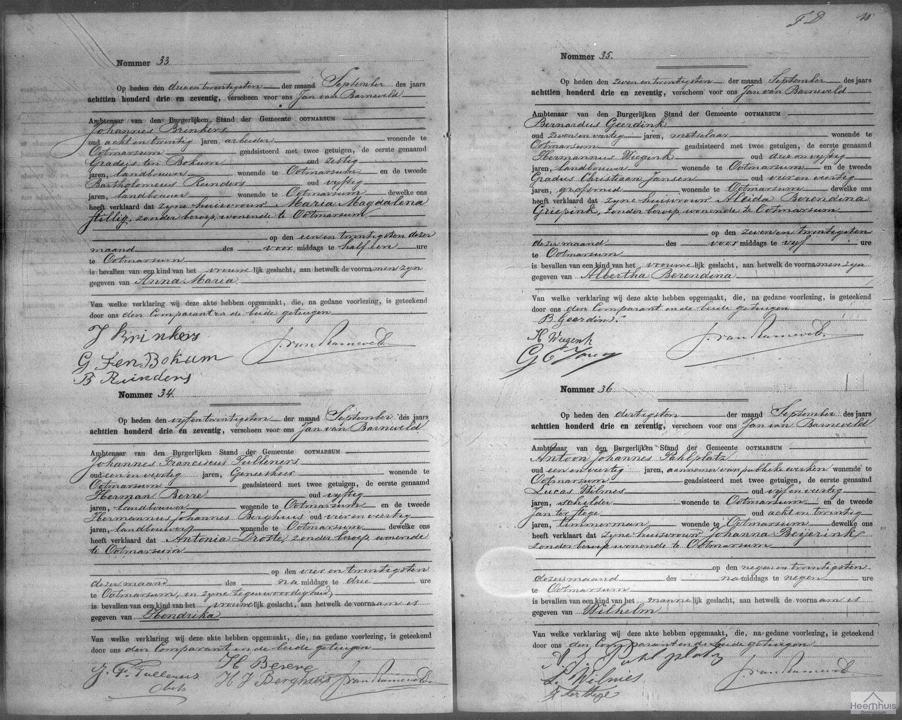 Geboorteakte van Anna Maria Brinkers