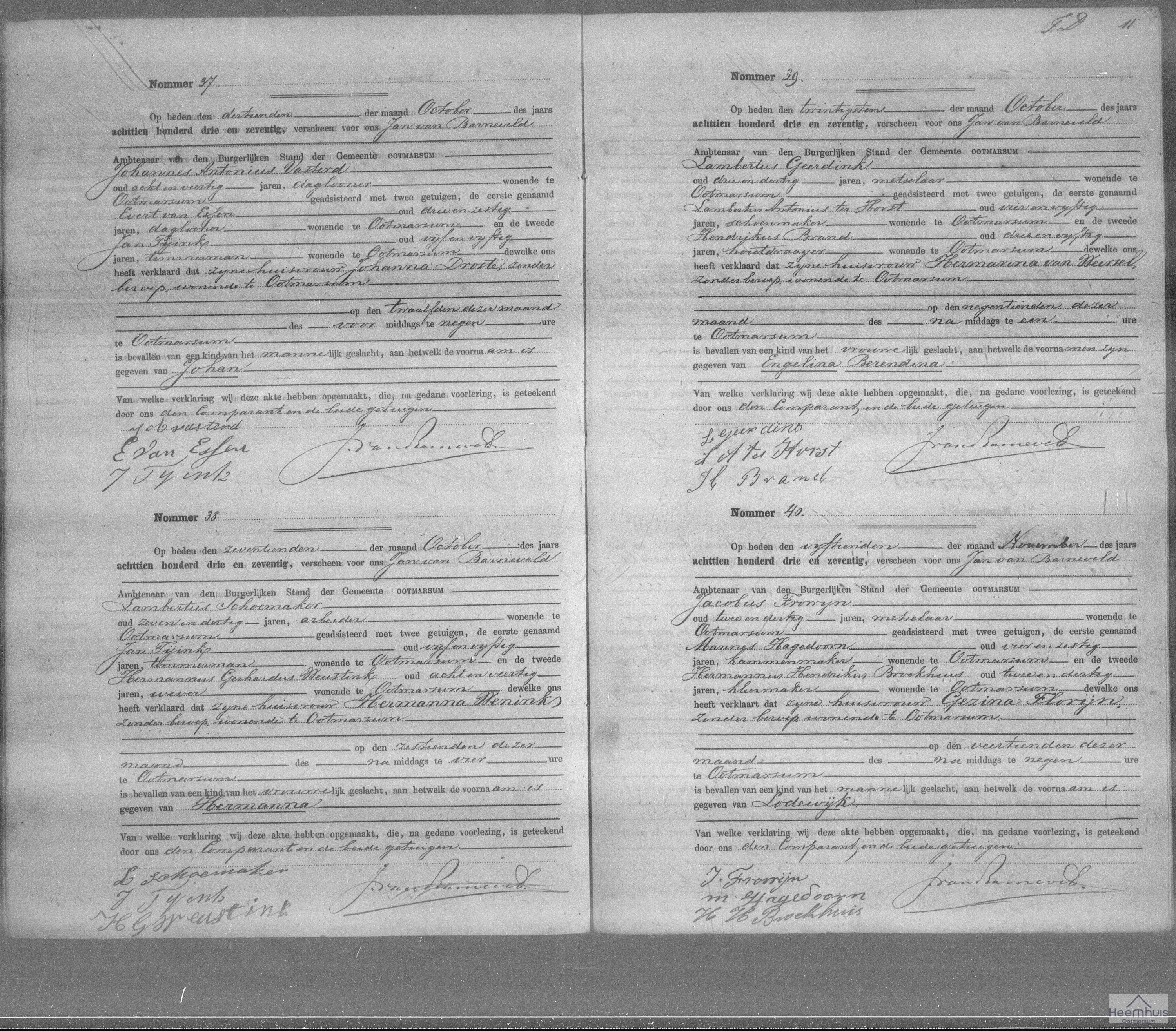 Geboorteakte van Johan Vasterd