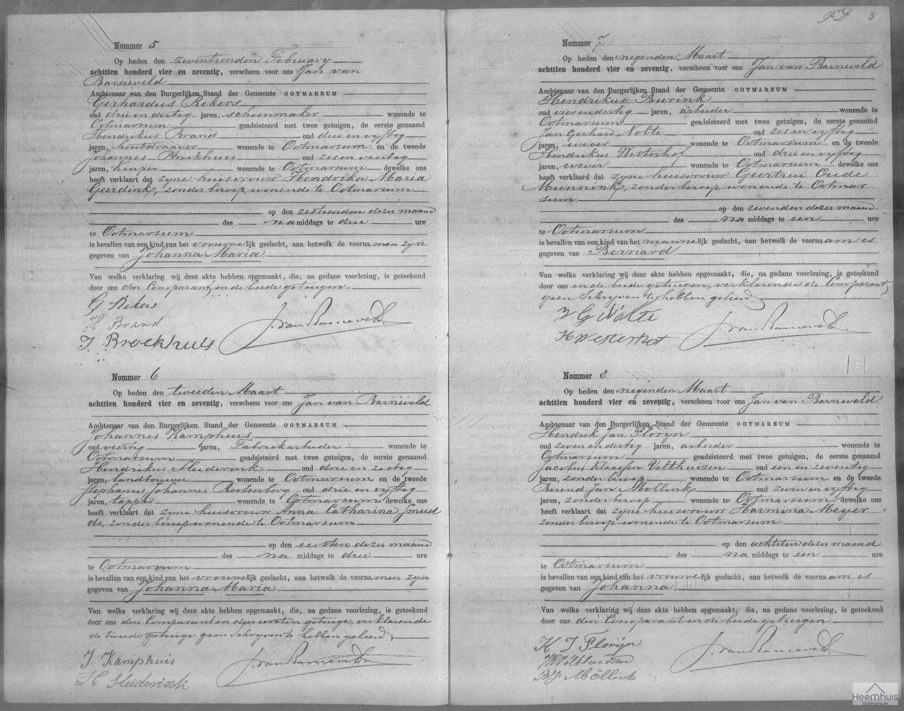 Geboorteakte van Johanna Maria Kamphuis