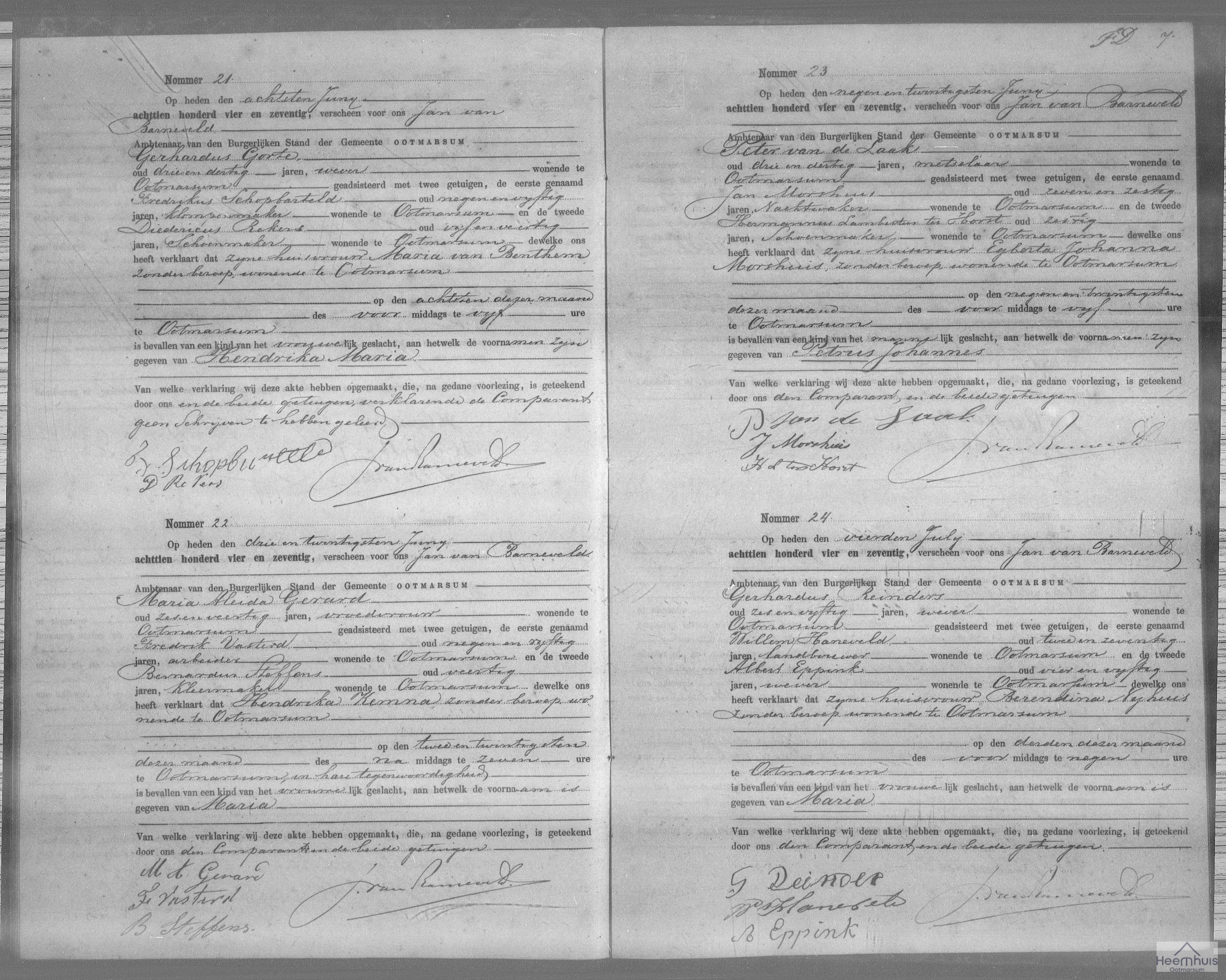 Geboorteakte van Petrus Johannes van de Laak