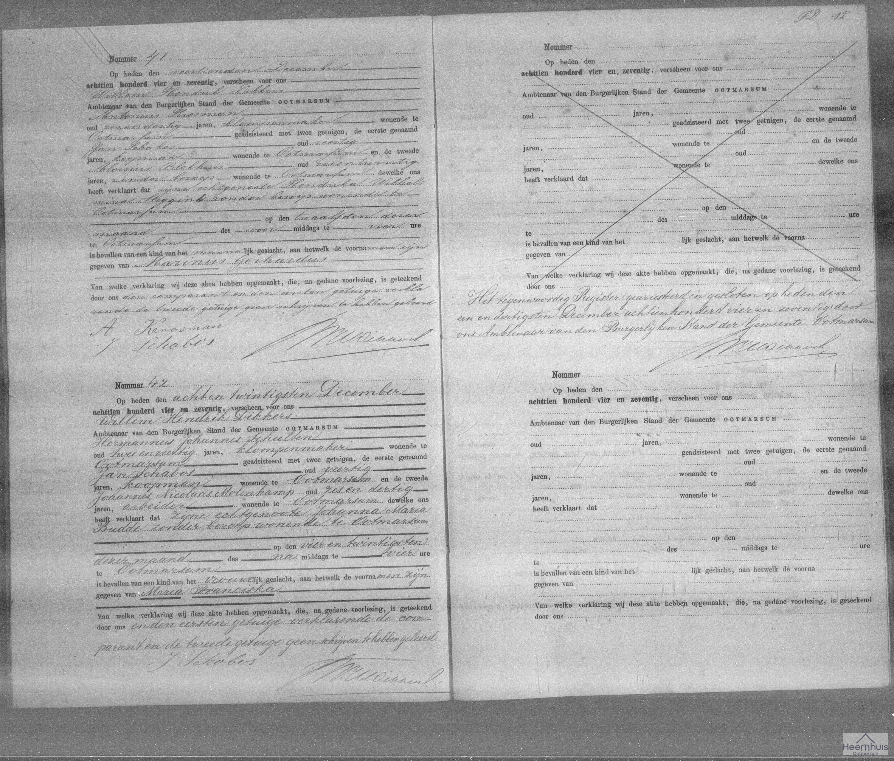 Geboorteakte van Maria Franciska Schulten