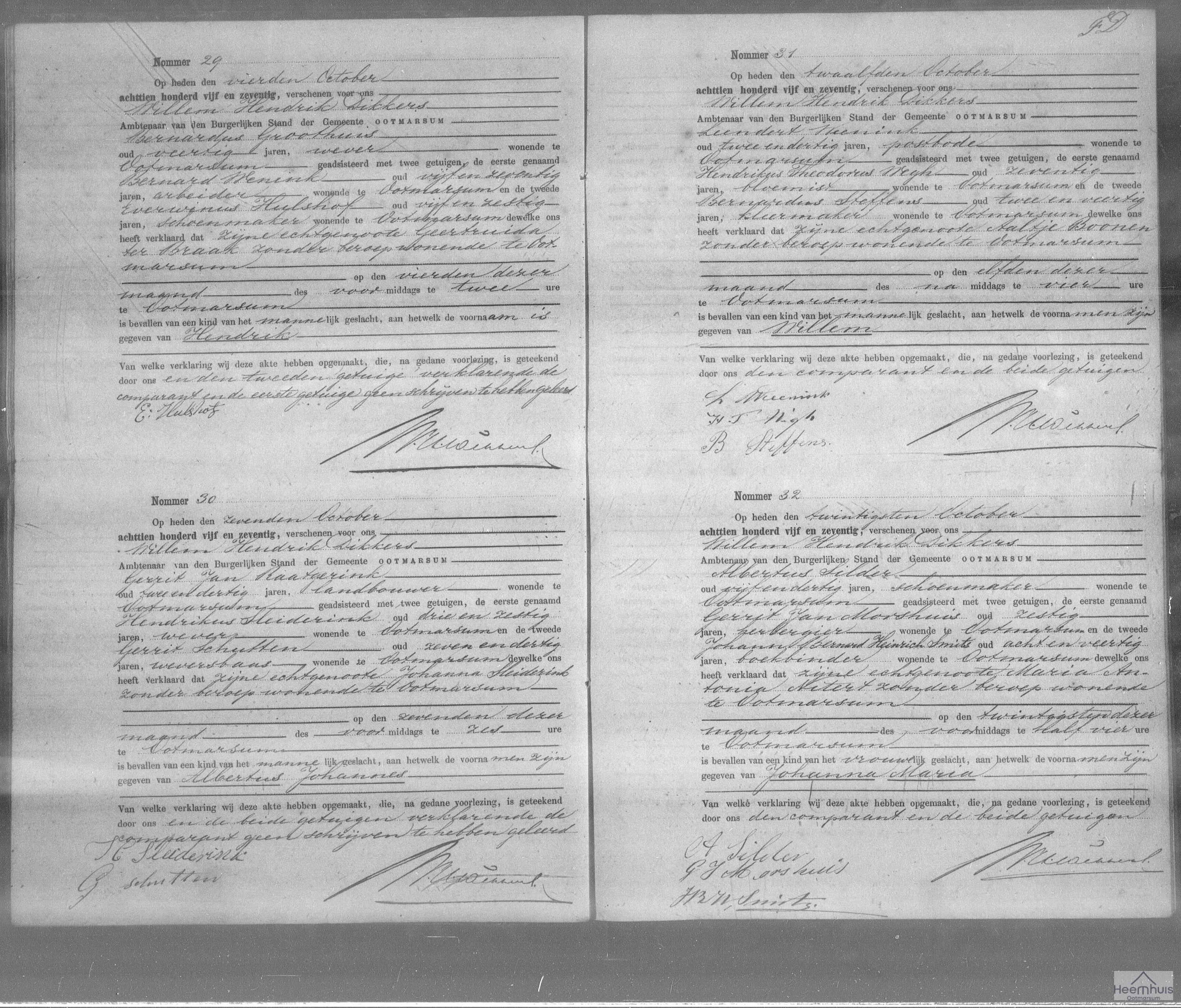 Geboorteakte van Hendrik Groothuis