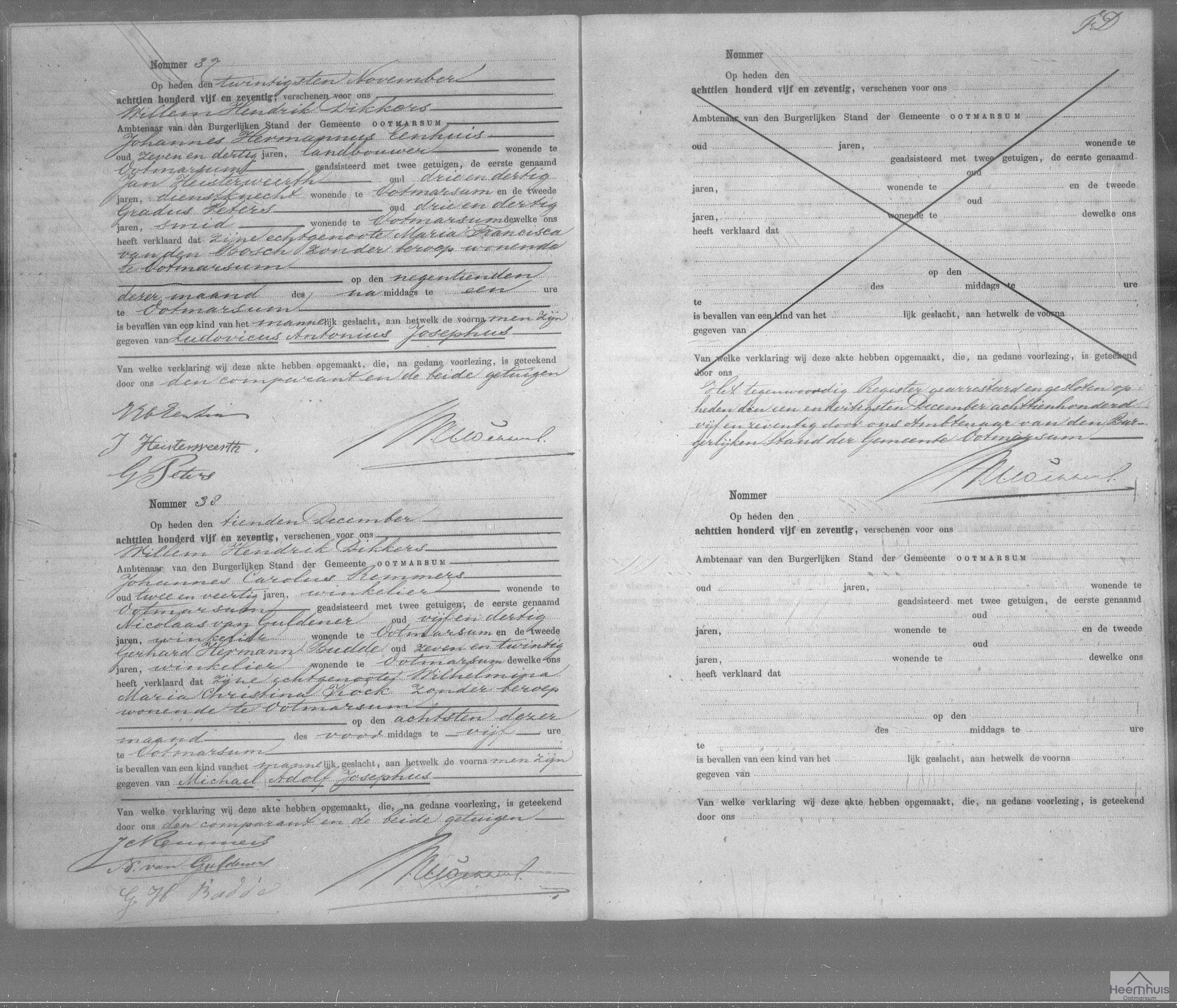 Geboorteakte van Ludovicus Antonius Josephus Eenhuis