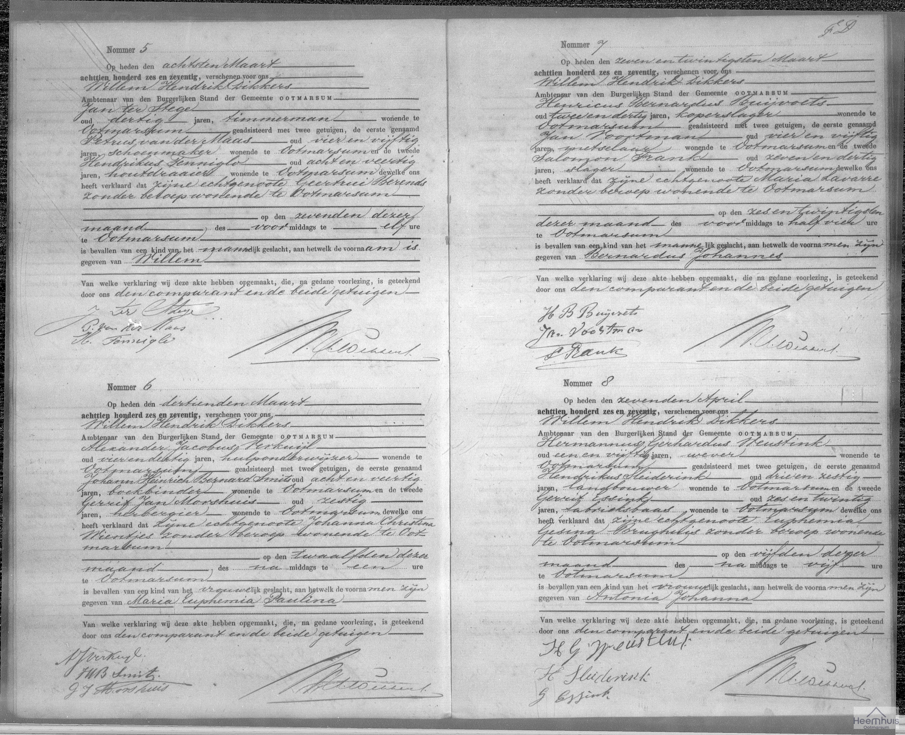Geboorteakte van Bernardus Johannes Buijvoets