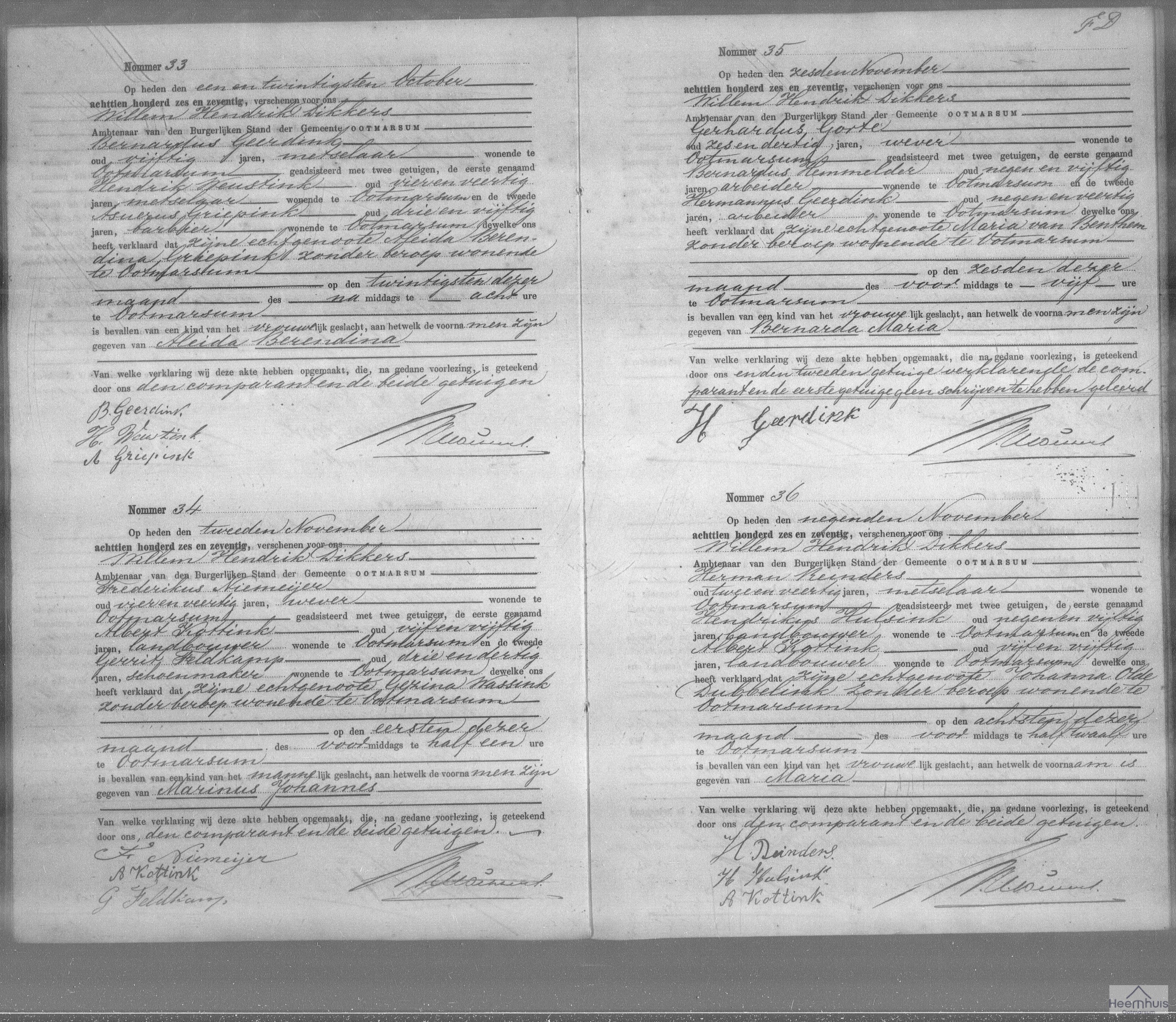 Geboorteakte van Marinus Johannes Niemeijer