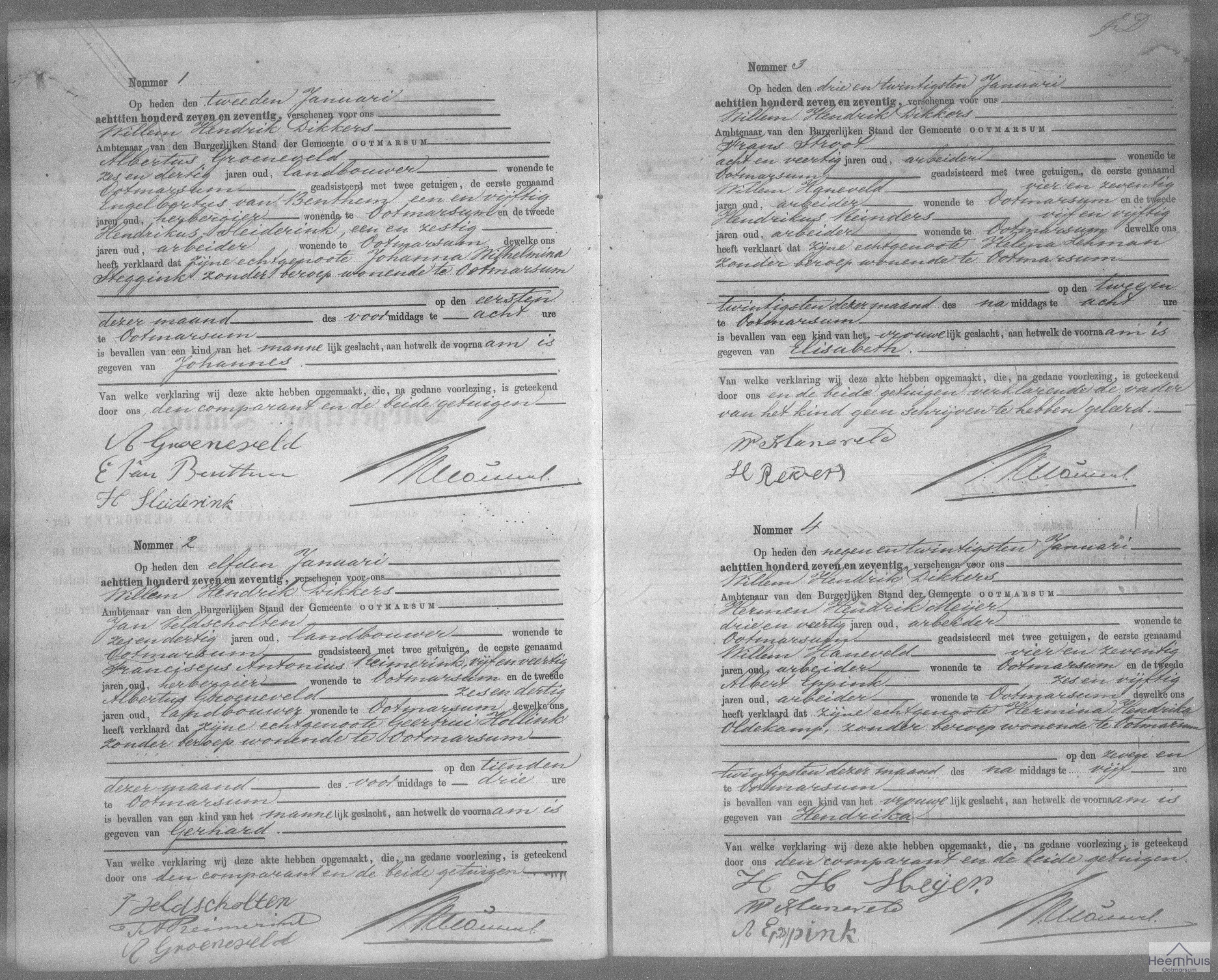 Geboorteakte van Hendrika Meijer