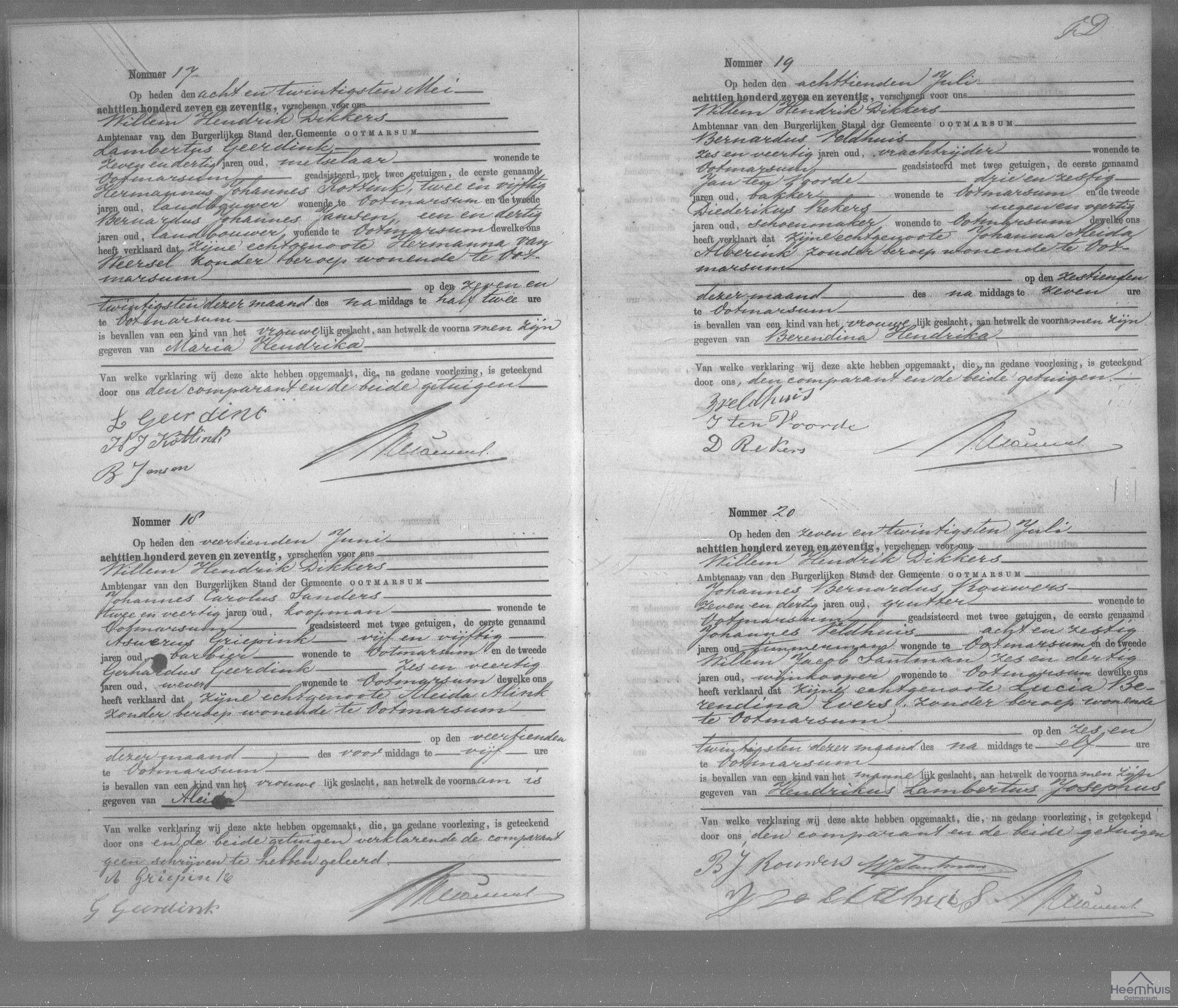 Geboorteakte van Hendrikus Lambertus Josephus Rouwers