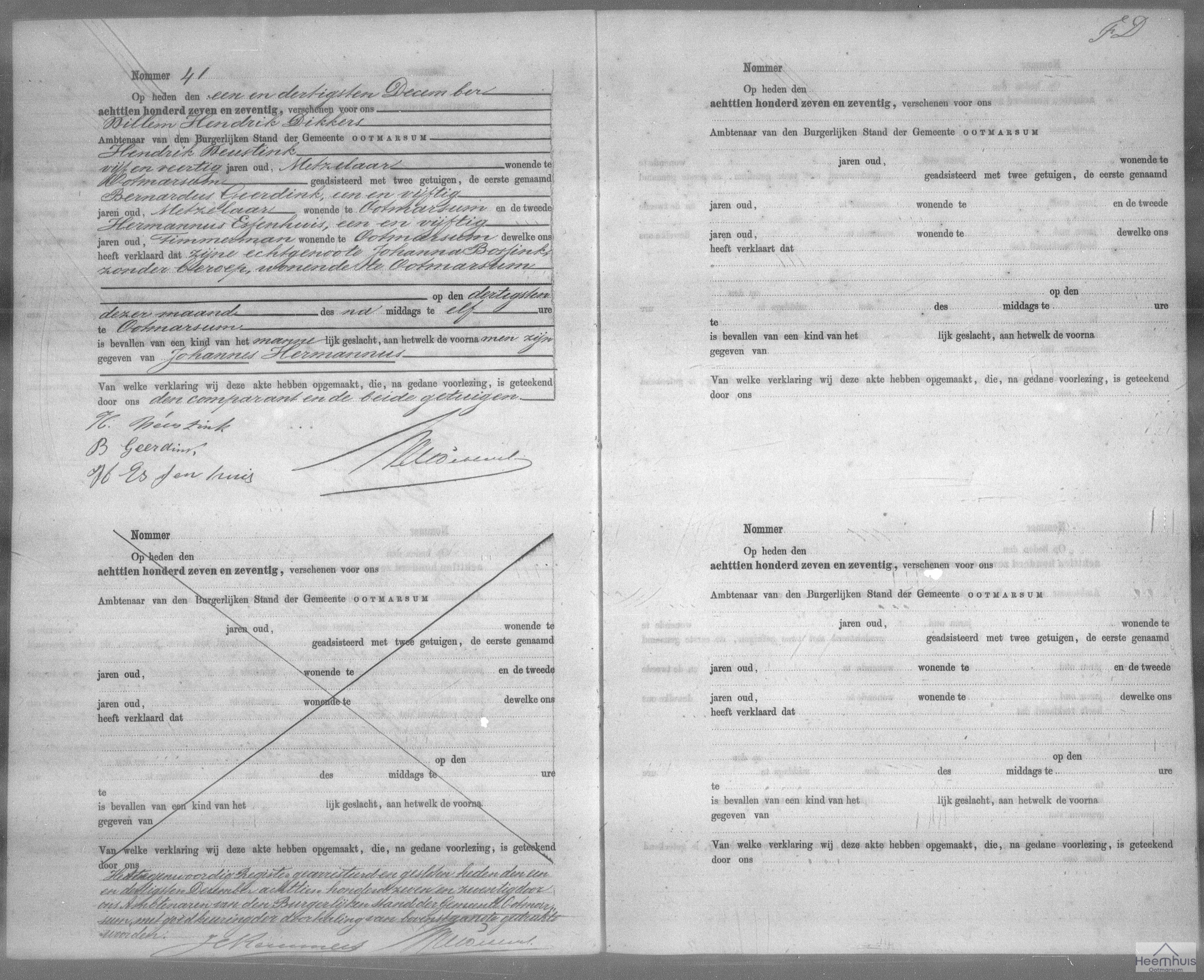 Geboorteakte van Johannes Hermannus Weustink Geboorteakte van Johannes Hermannus Weustink