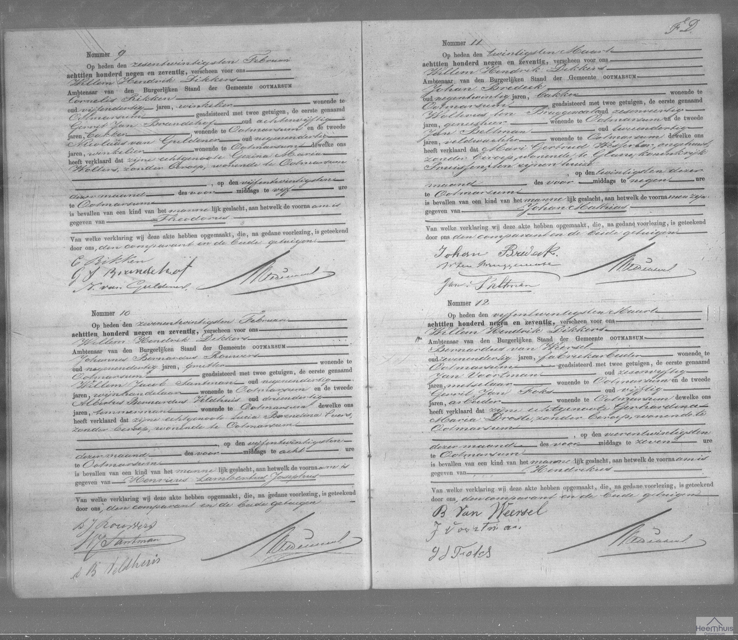 Geboorteakte van Henricus Lambertus Josephus Rouwers