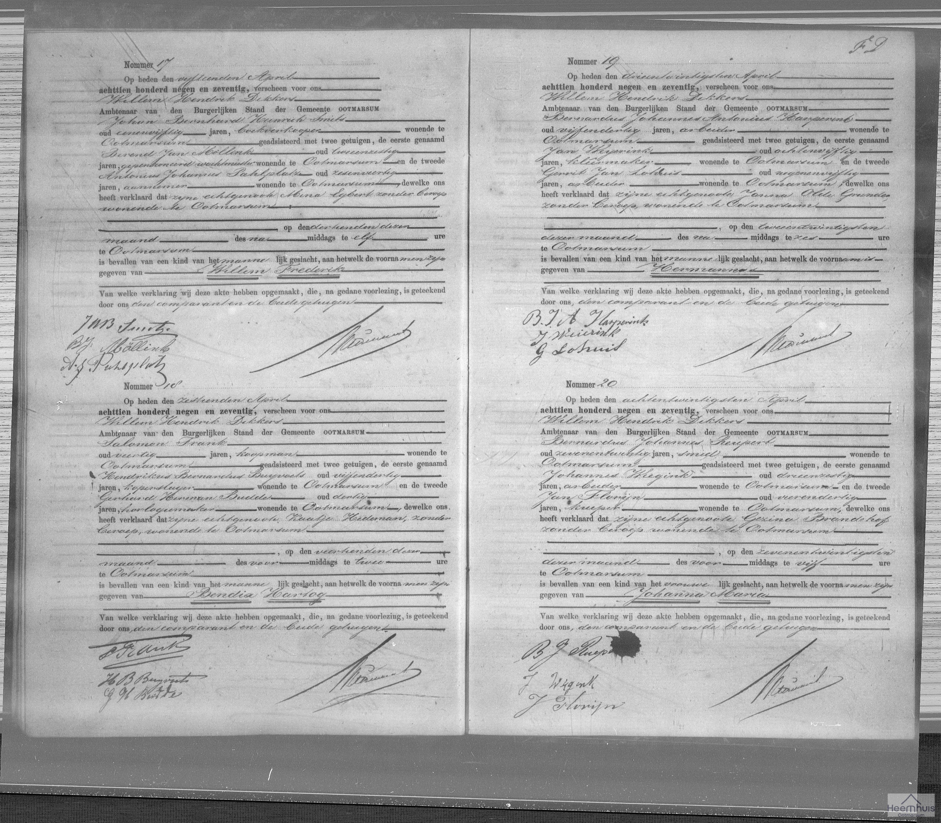 Geboorteakte van Hermannus Harperink
