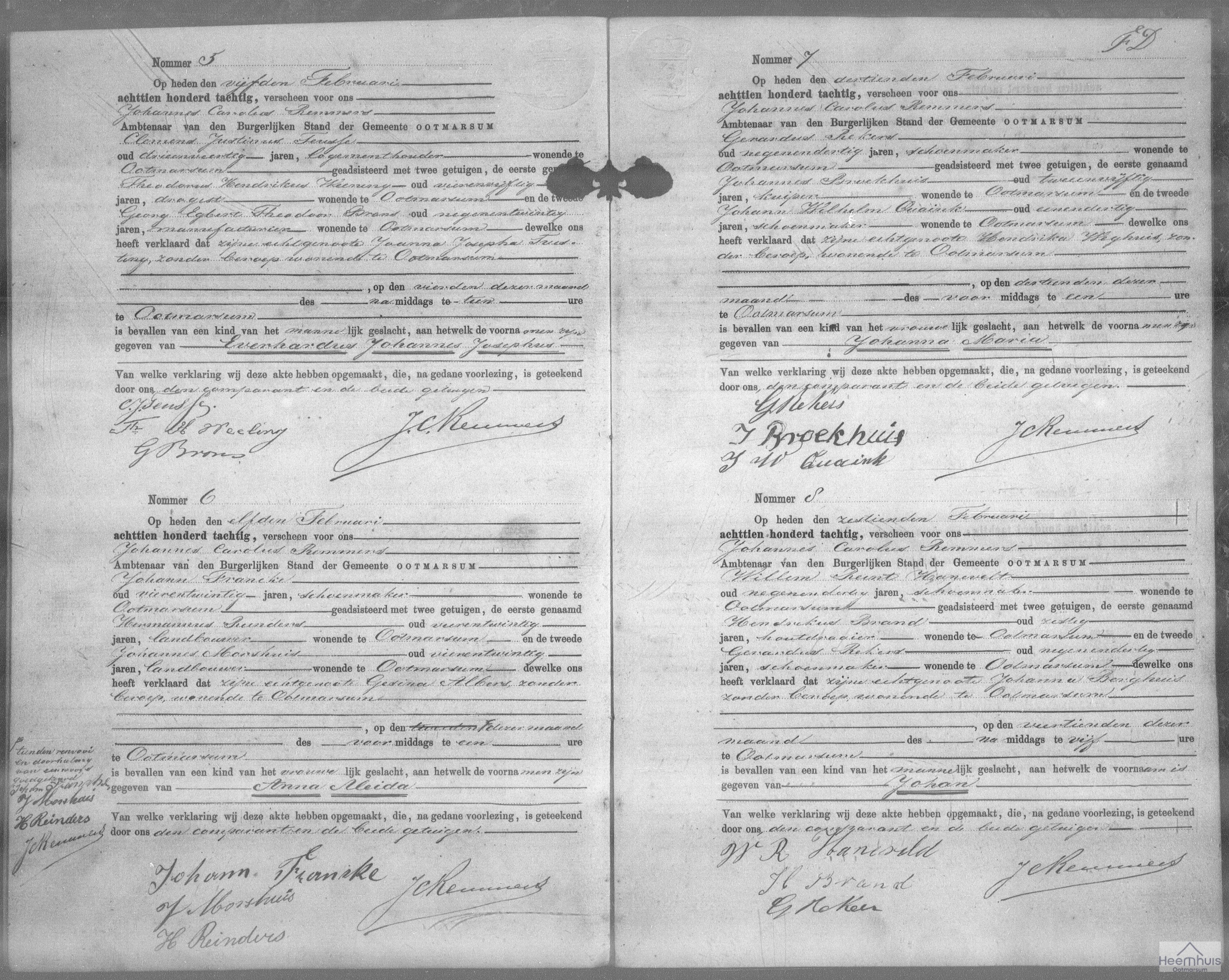 Geboorteakte van Johan Hanevelt